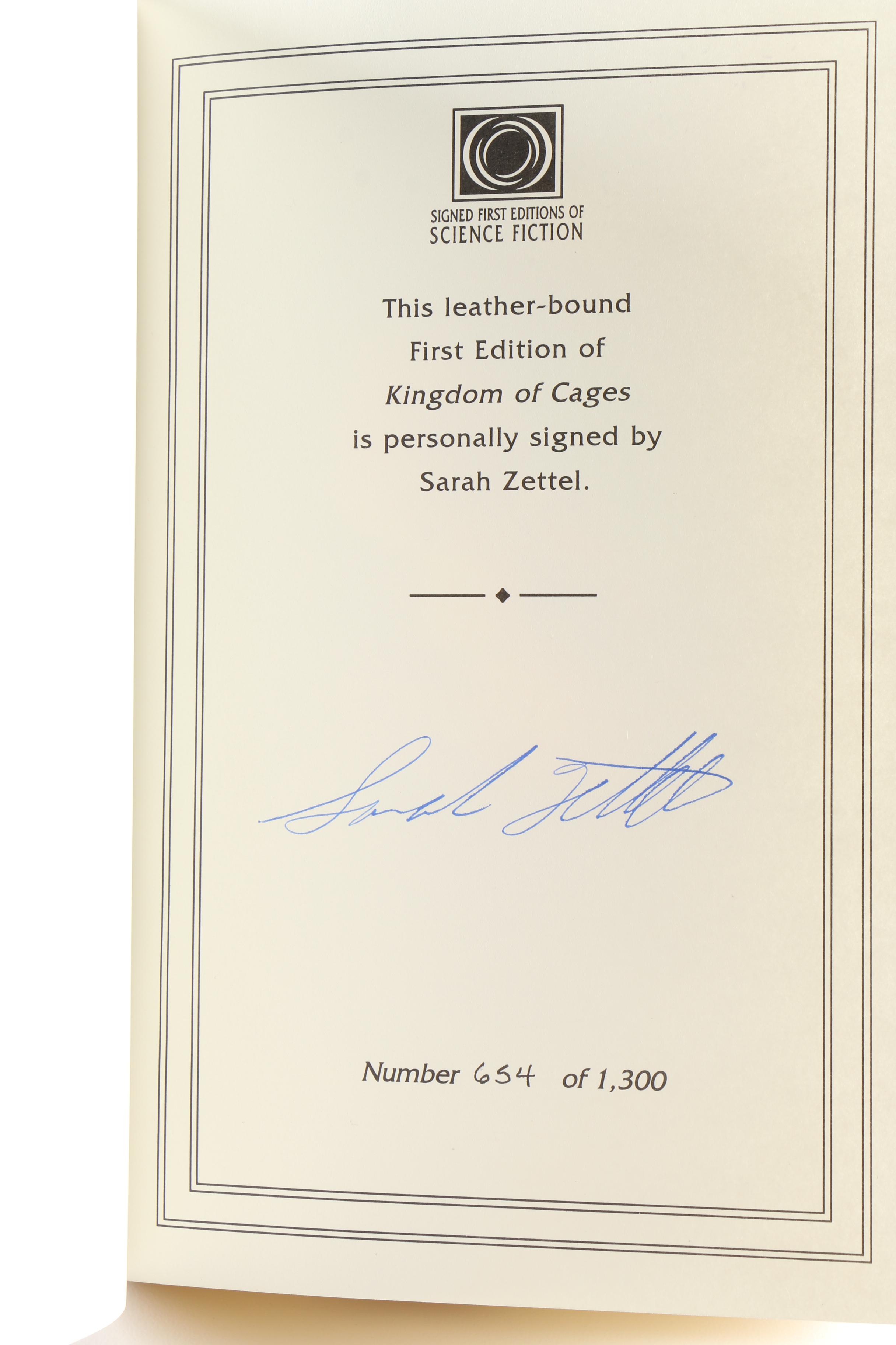 Easton Press 2001 Singed "Kingdom of Cages" by Sarah Zettel