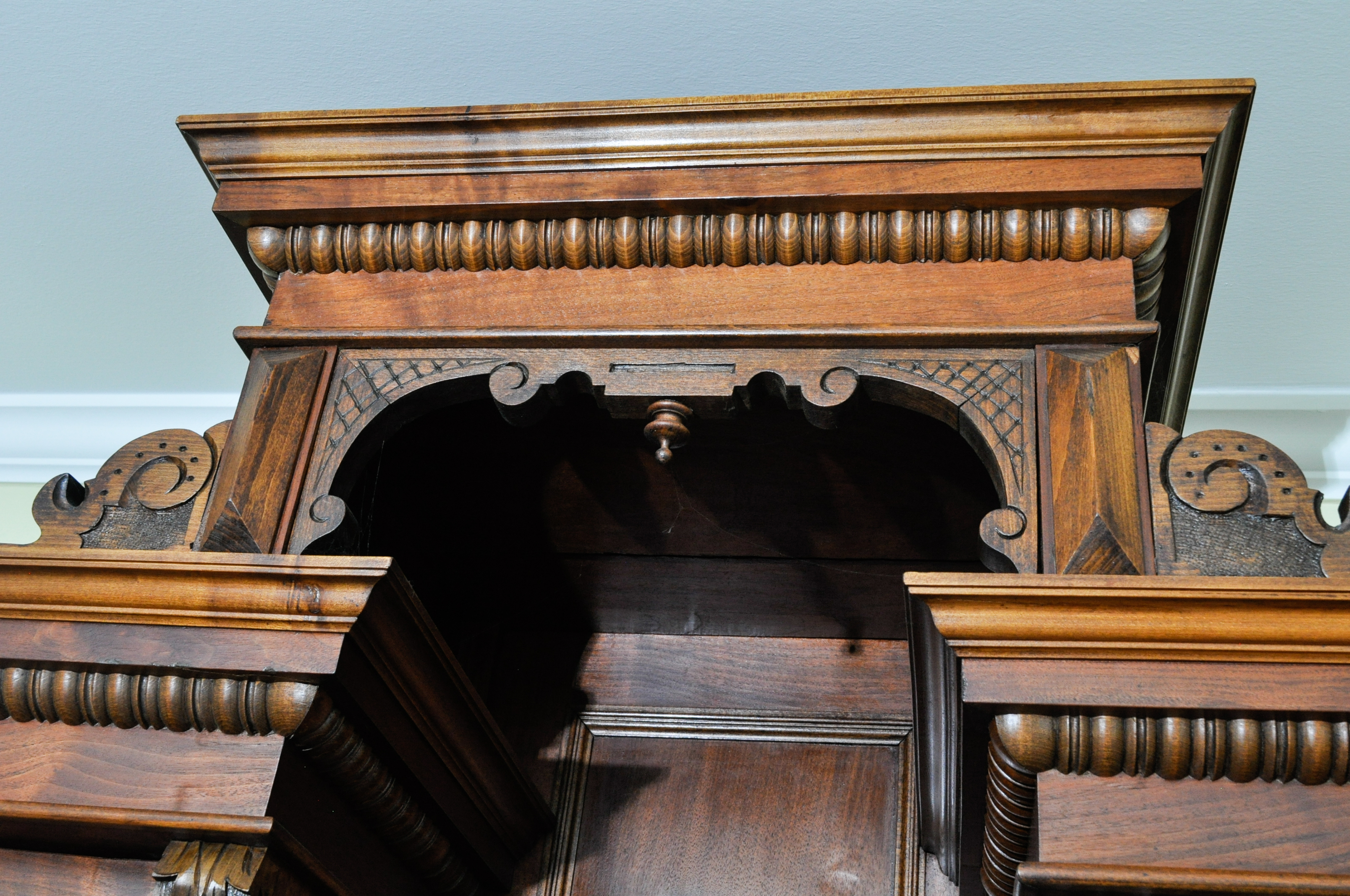 Victorian Eastlake Walnut European Sideboard with Hutch