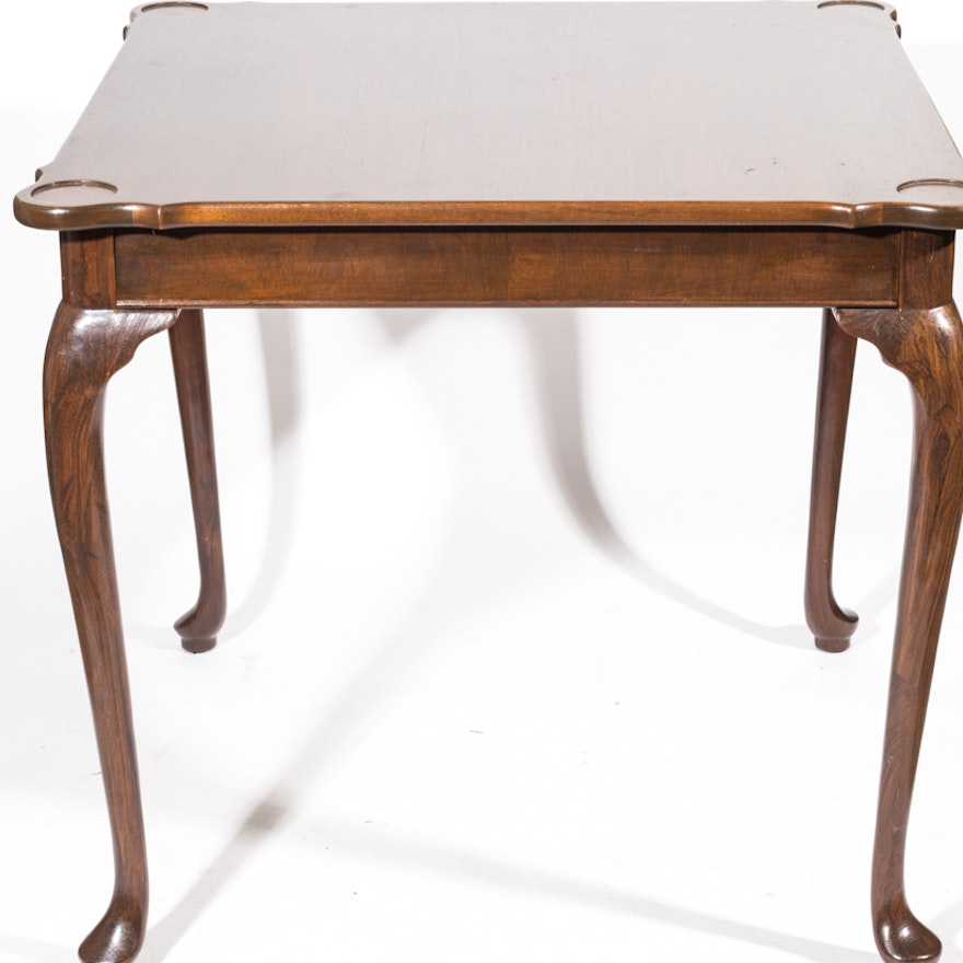 Cherry Queen Anne Style Game Table by Hickory Chair Company