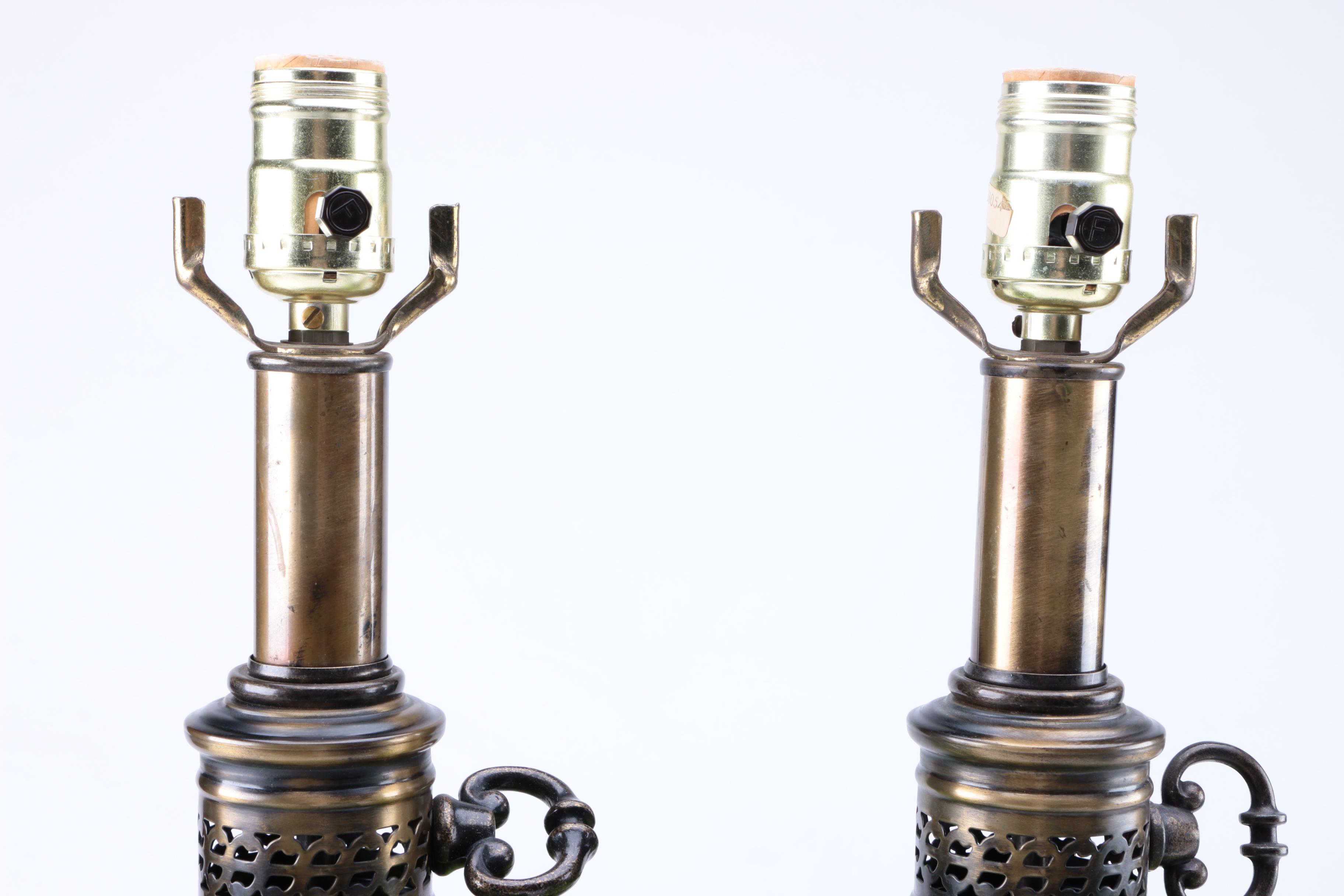 Mid-Century Green Glass Table Lamps