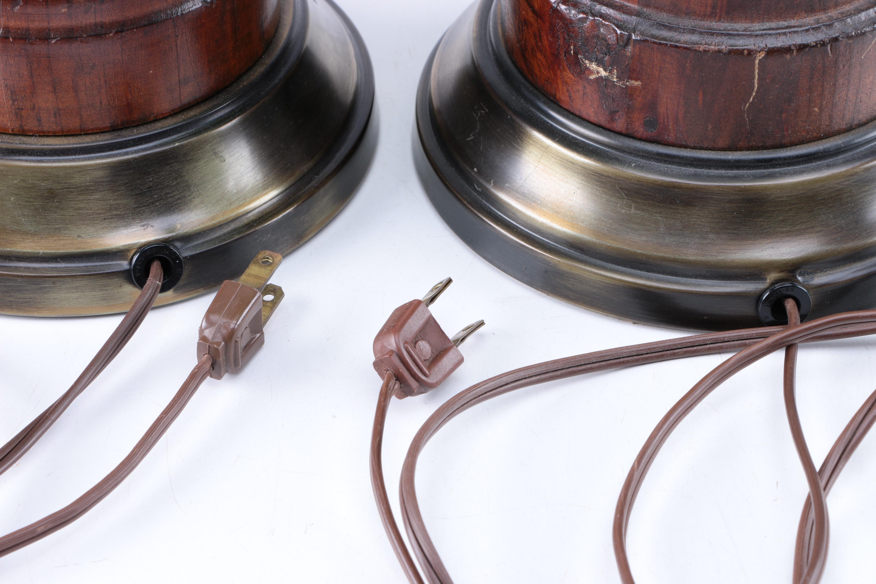 Mid-Century Green Glass Table Lamps