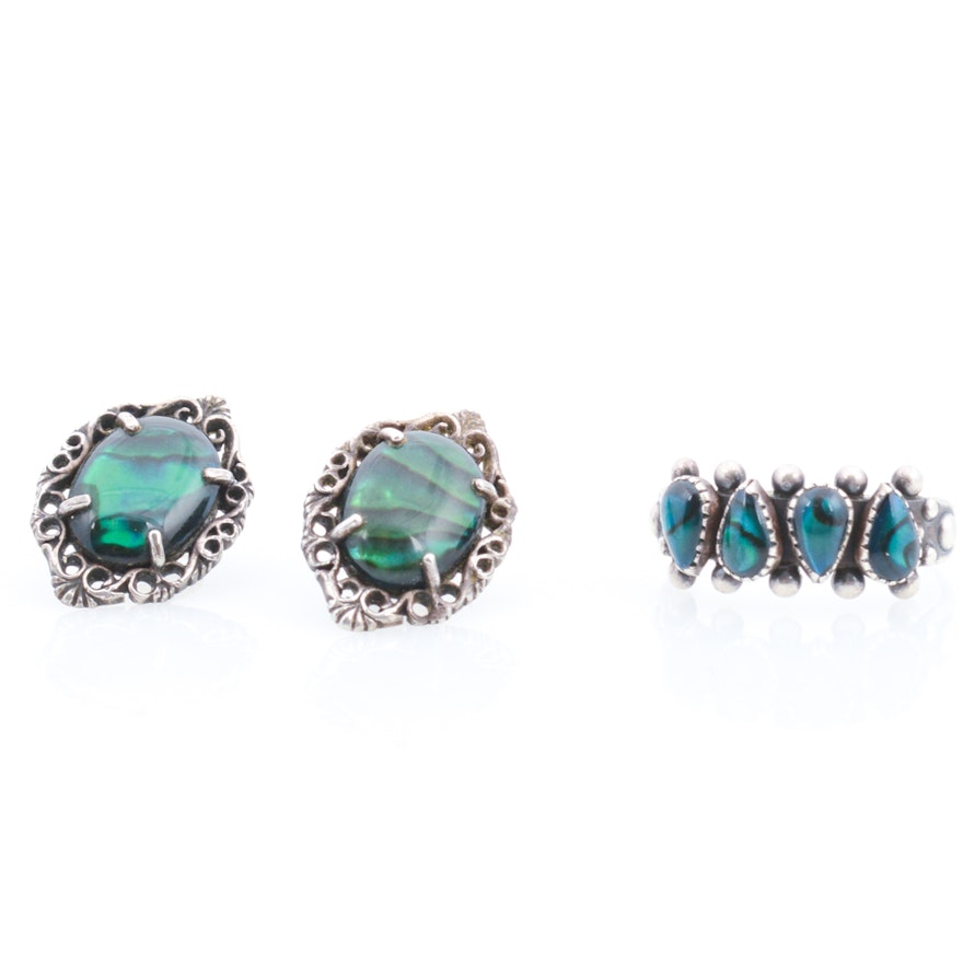 Sterling Silver Imitation Gemstone Ring and Earrings