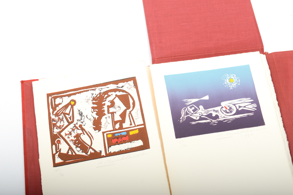 Hans G. Burkhardt Limited Edition Signed Linoleum Block Prints