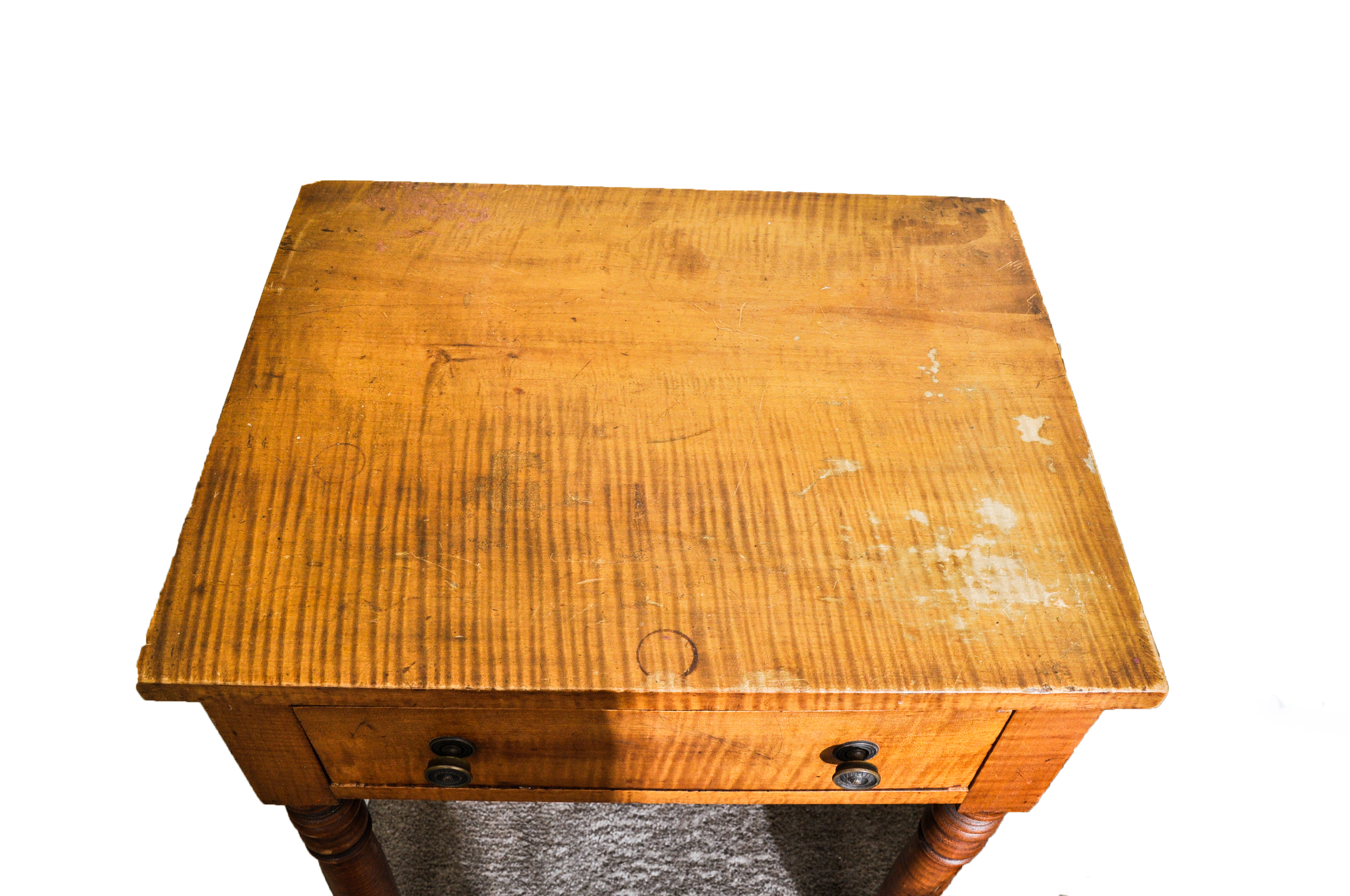 Late Federal Curly Maple One-Drawer Stand