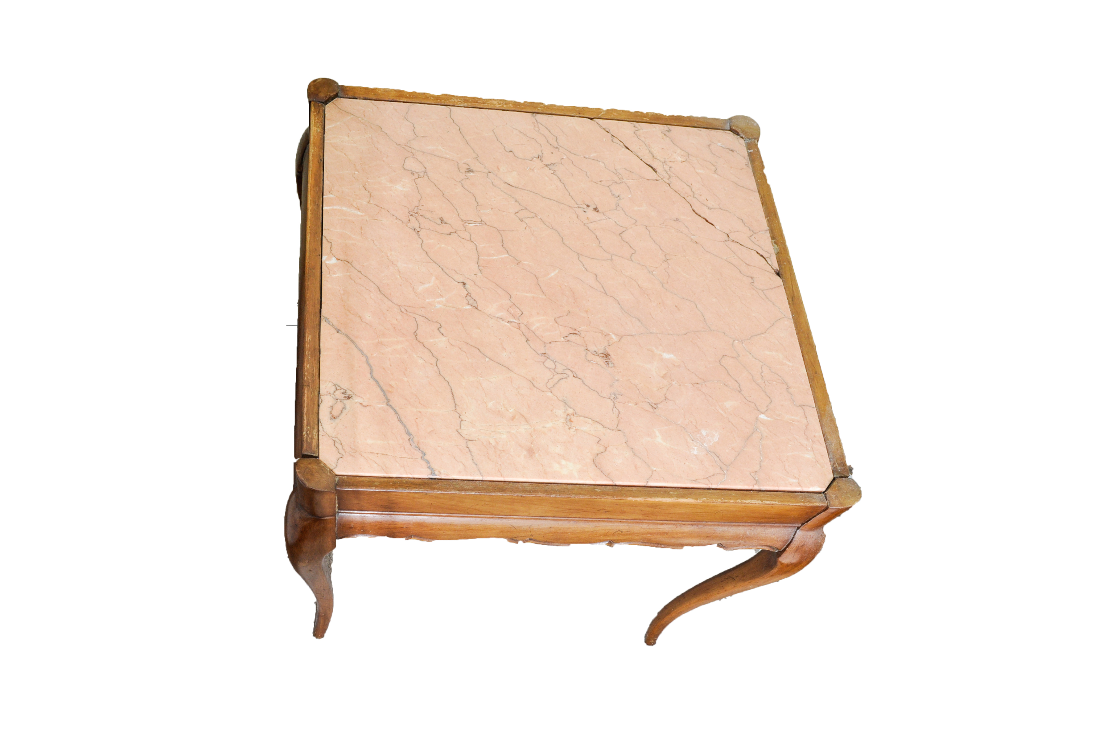 French Provincial Style Cherry End Table With Marble