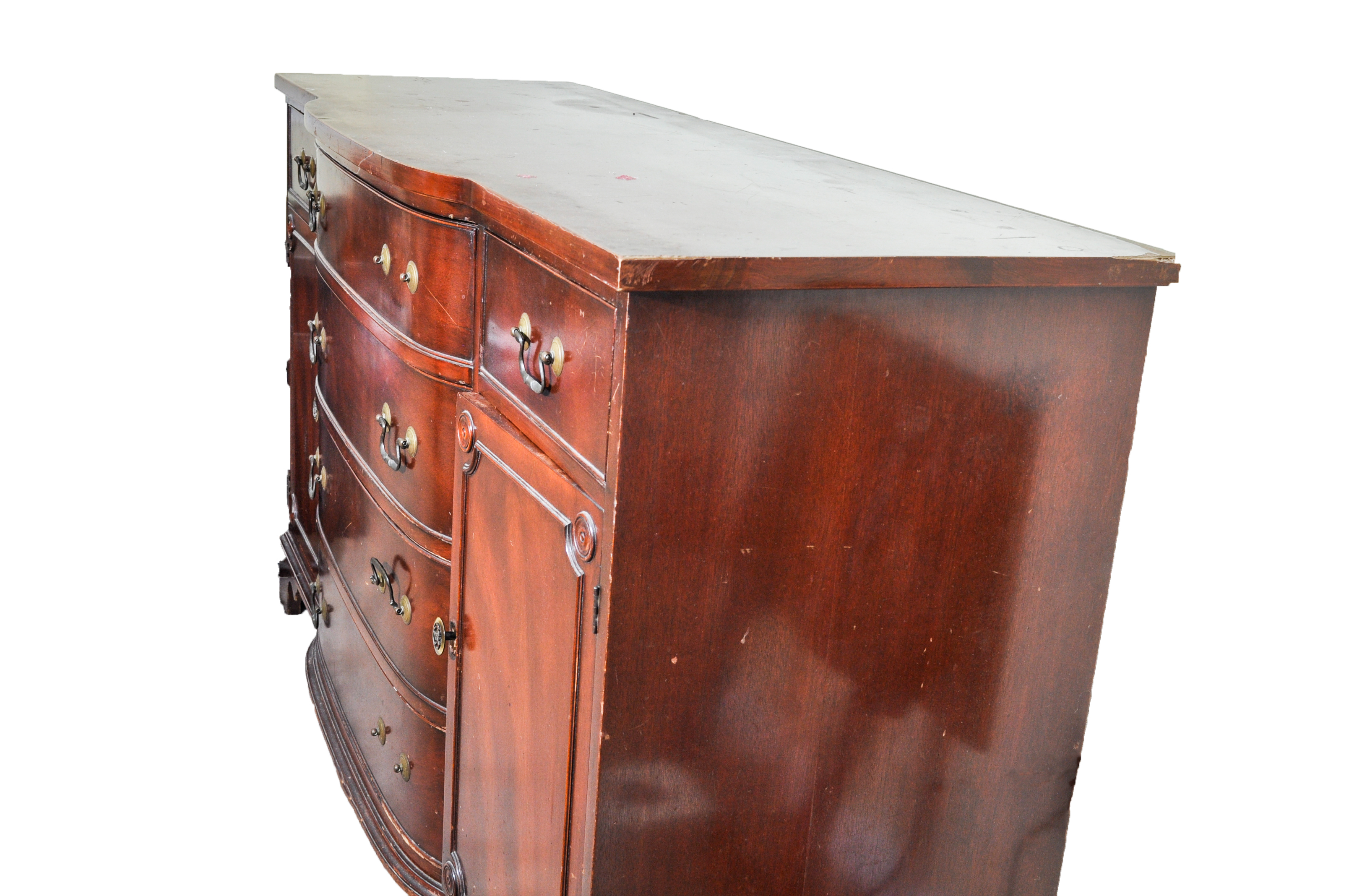 Federal Style Walnut Veneered Breakfront Sideboard