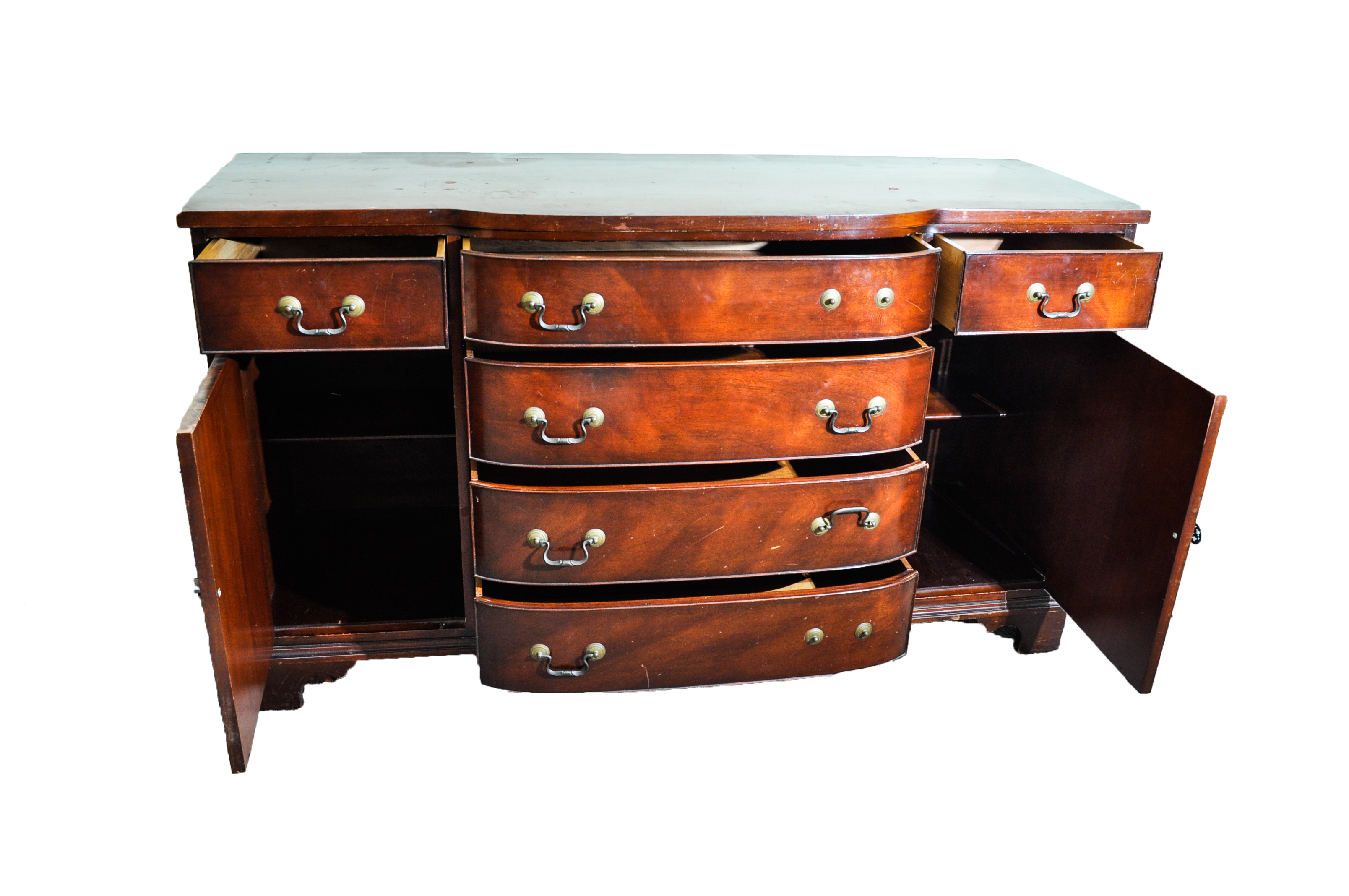 Federal Style Walnut Veneered Breakfront Sideboard