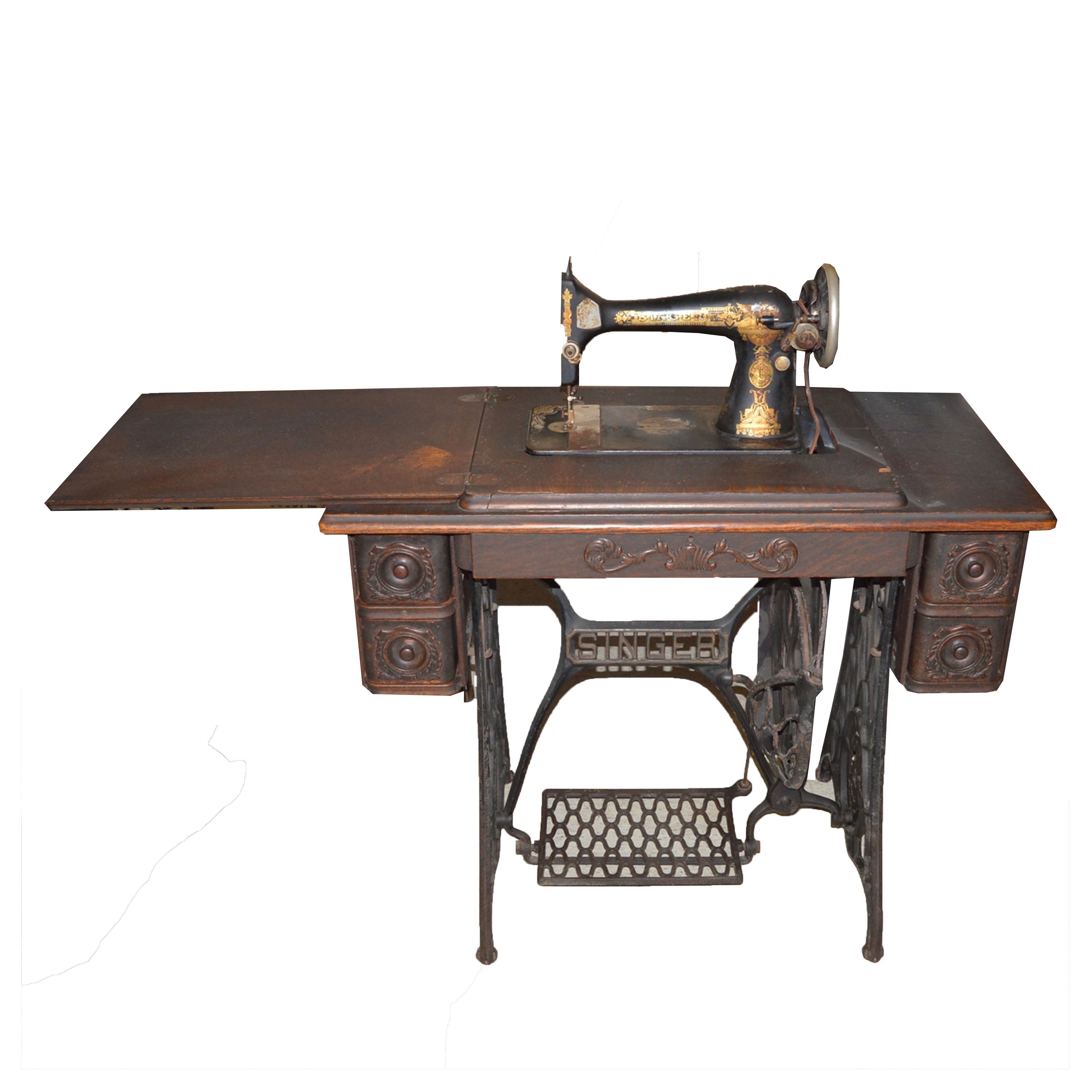Antique Singer Sewing Machine and Table, Circa 1914