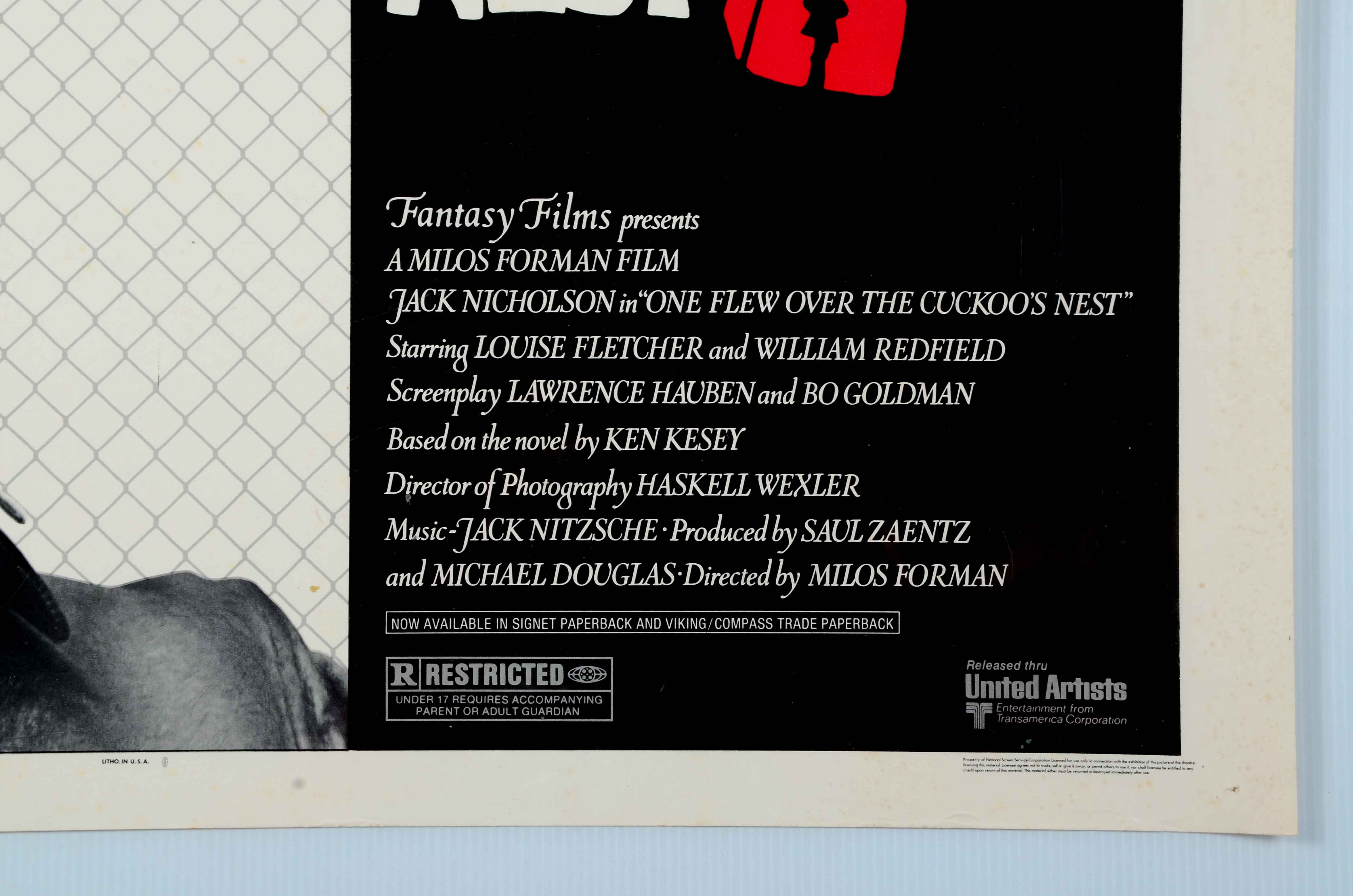 1975 "One Flew Over the Cuckoo's Nest" Movie Poster