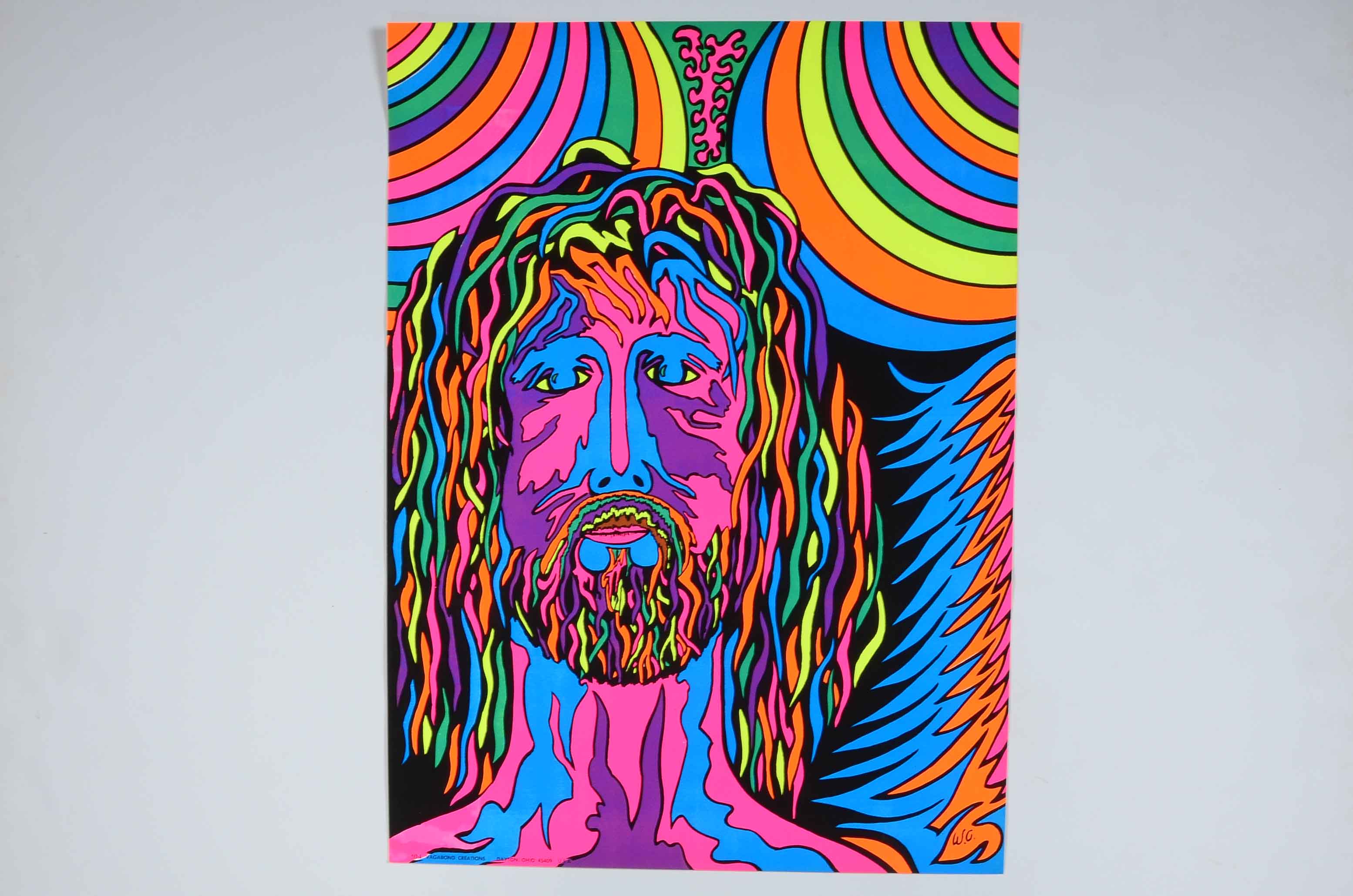 Four Vintage Psychedelic Blacklight Serigraph Posters