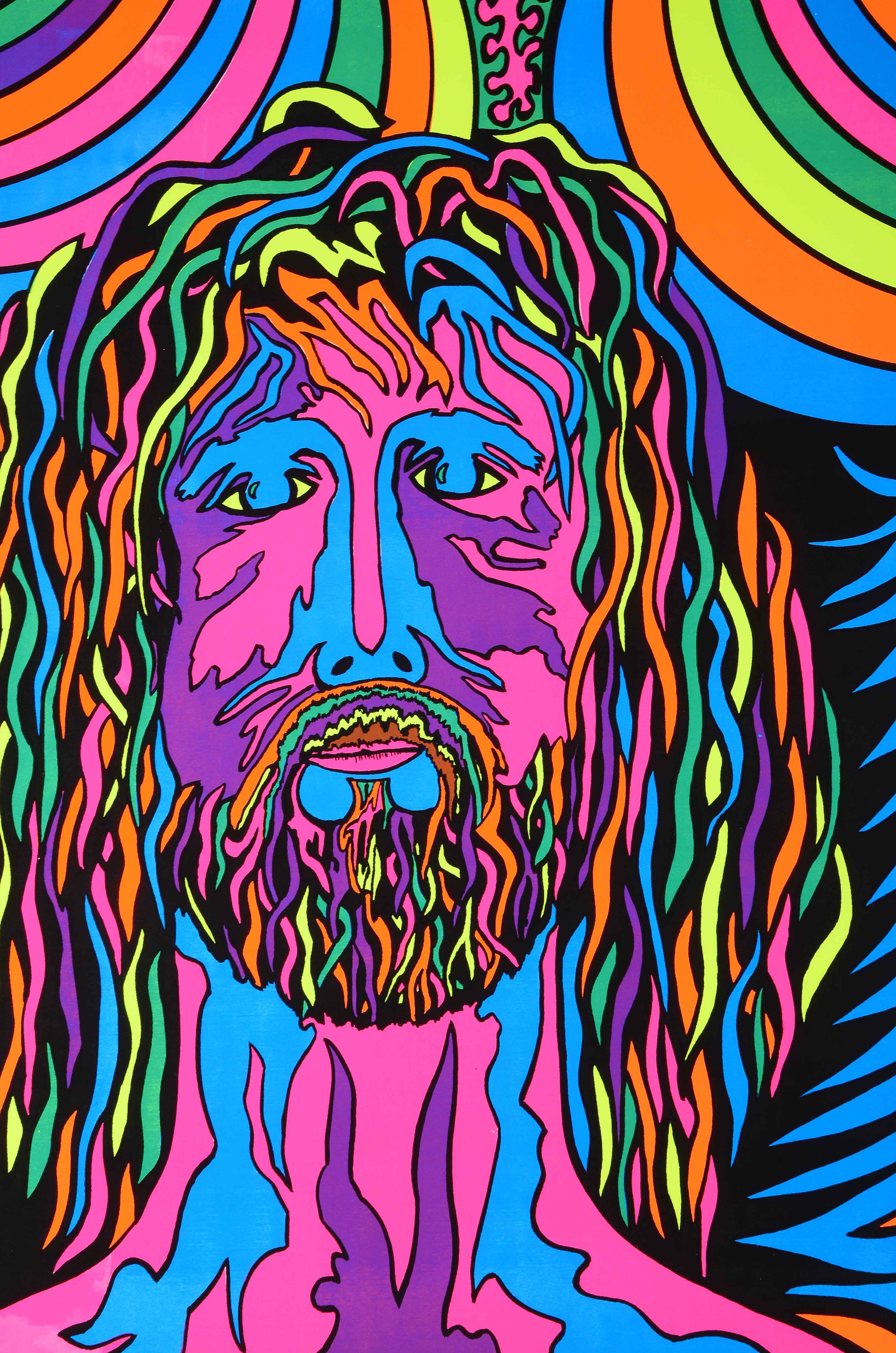 Four Vintage Psychedelic Blacklight Serigraph Posters