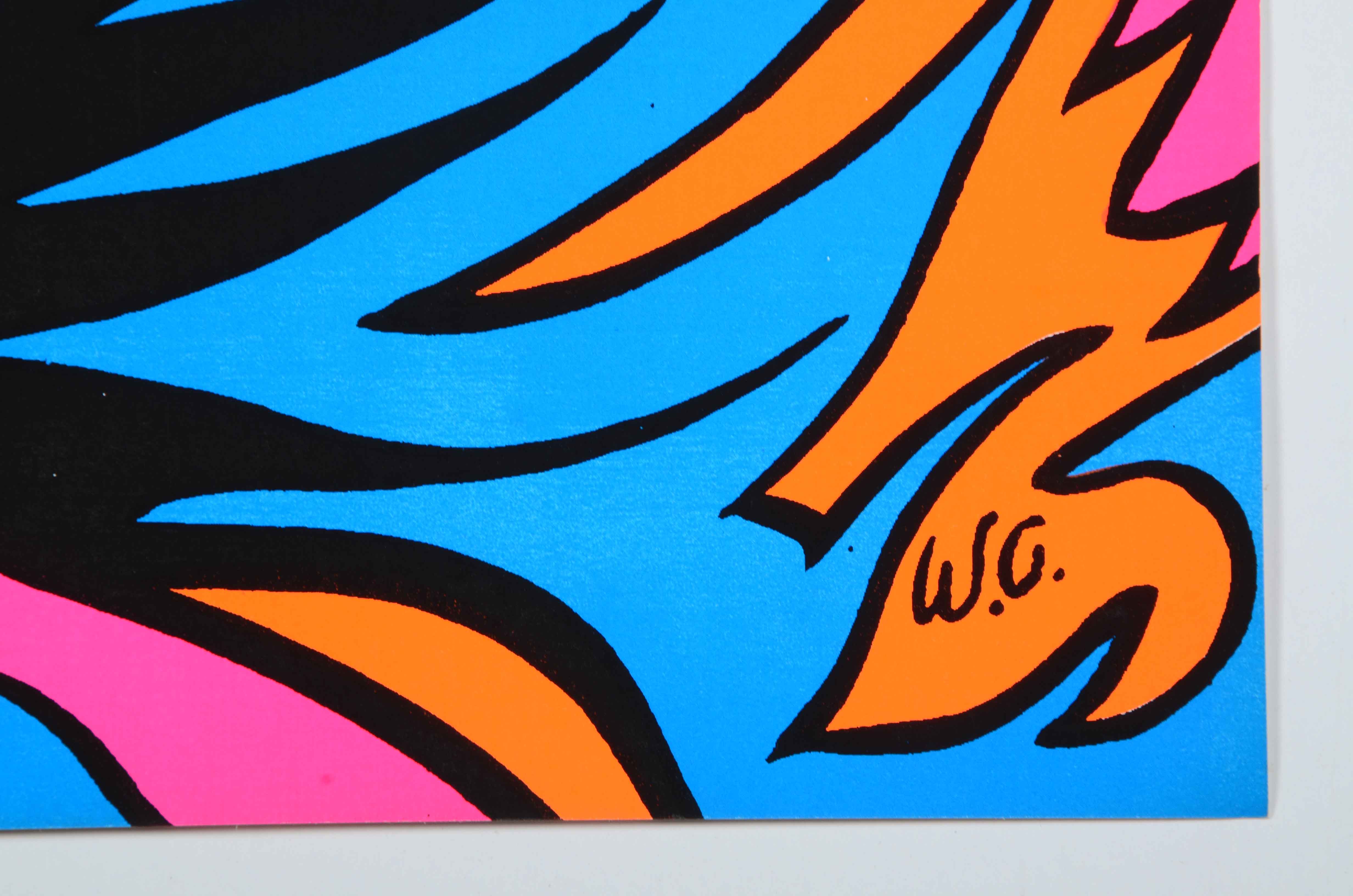 Four Vintage Psychedelic Blacklight Serigraph Posters