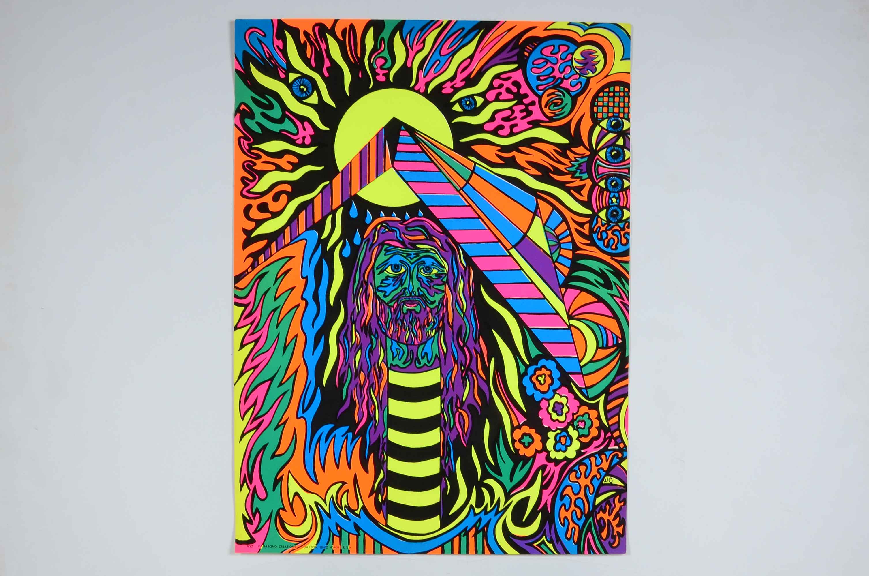 Four Vintage Psychedelic Blacklight Serigraph Posters
