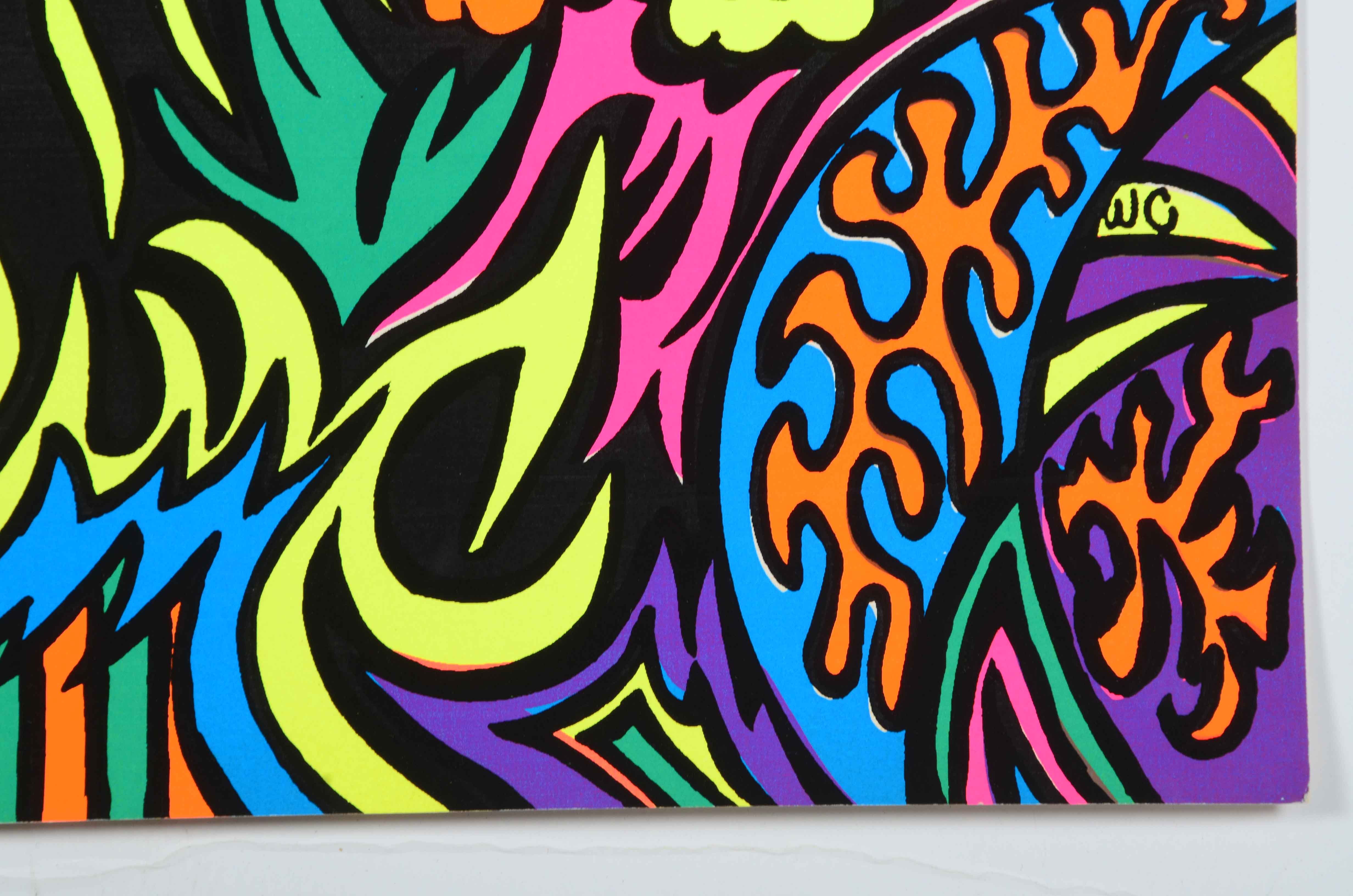 Four Vintage Psychedelic Blacklight Serigraph Posters