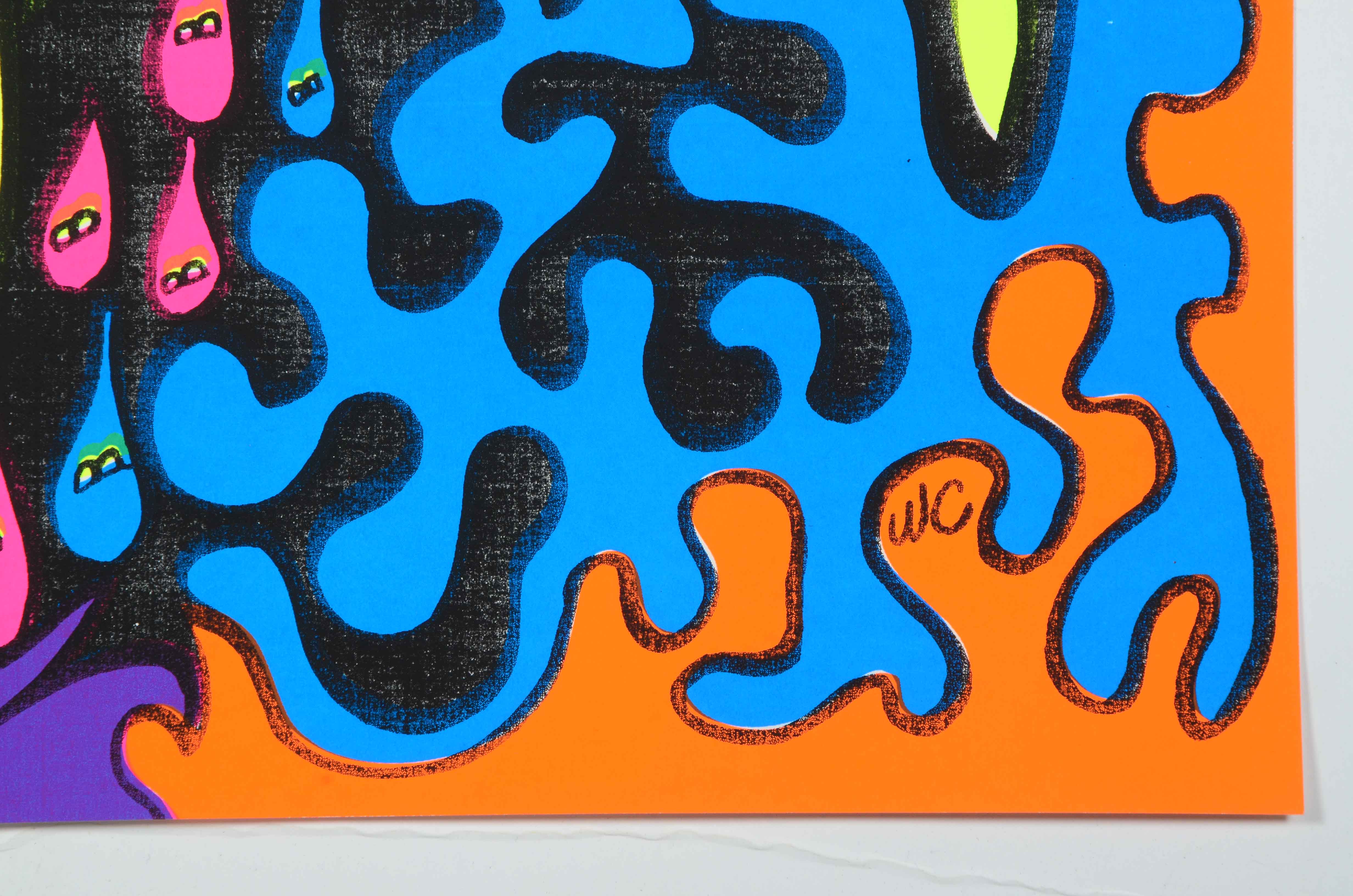 Four Vintage Psychedelic Blacklight Serigraph Posters