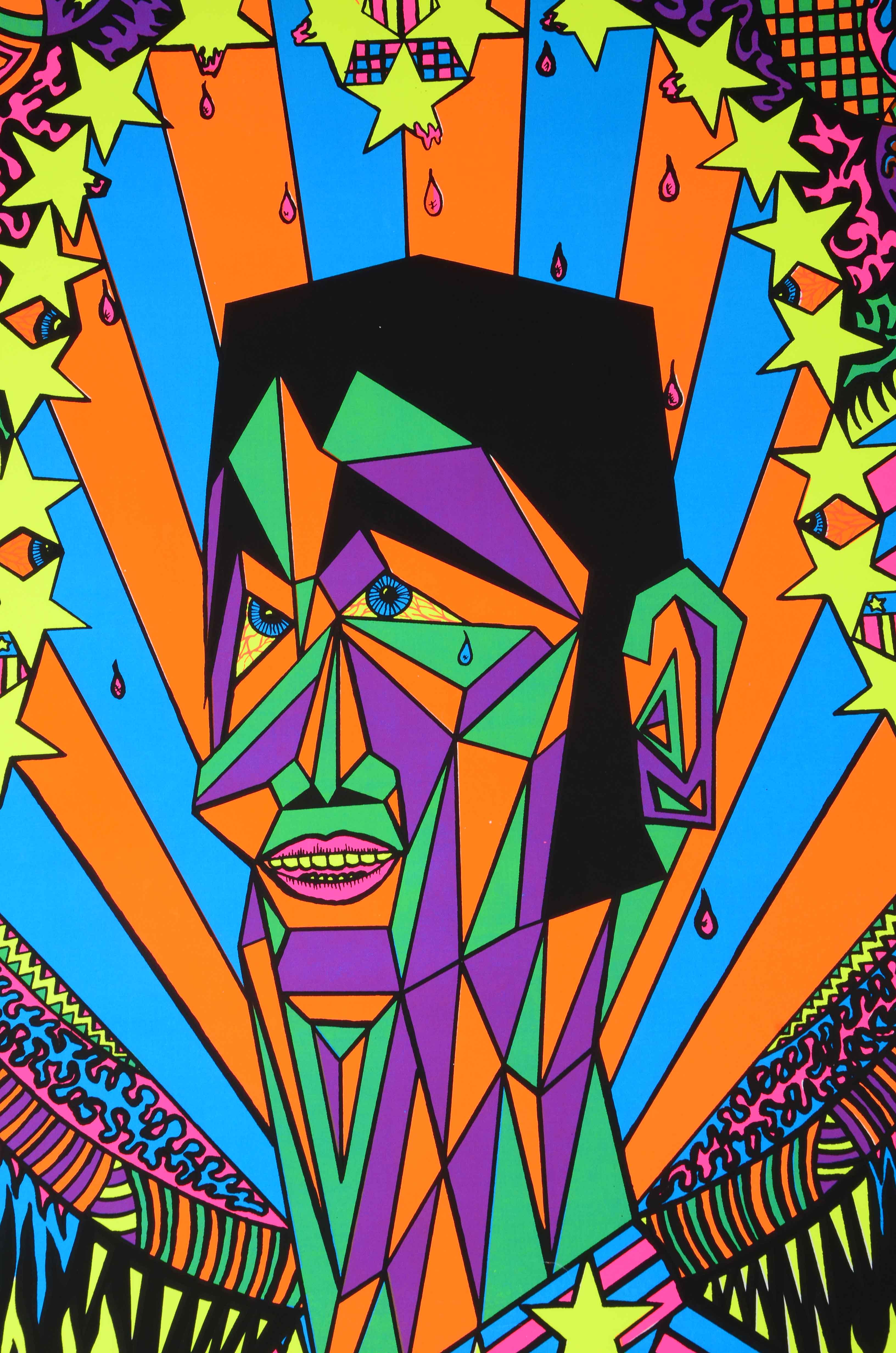 Four Vintage Psychedelic Blacklight Serigraph Posters