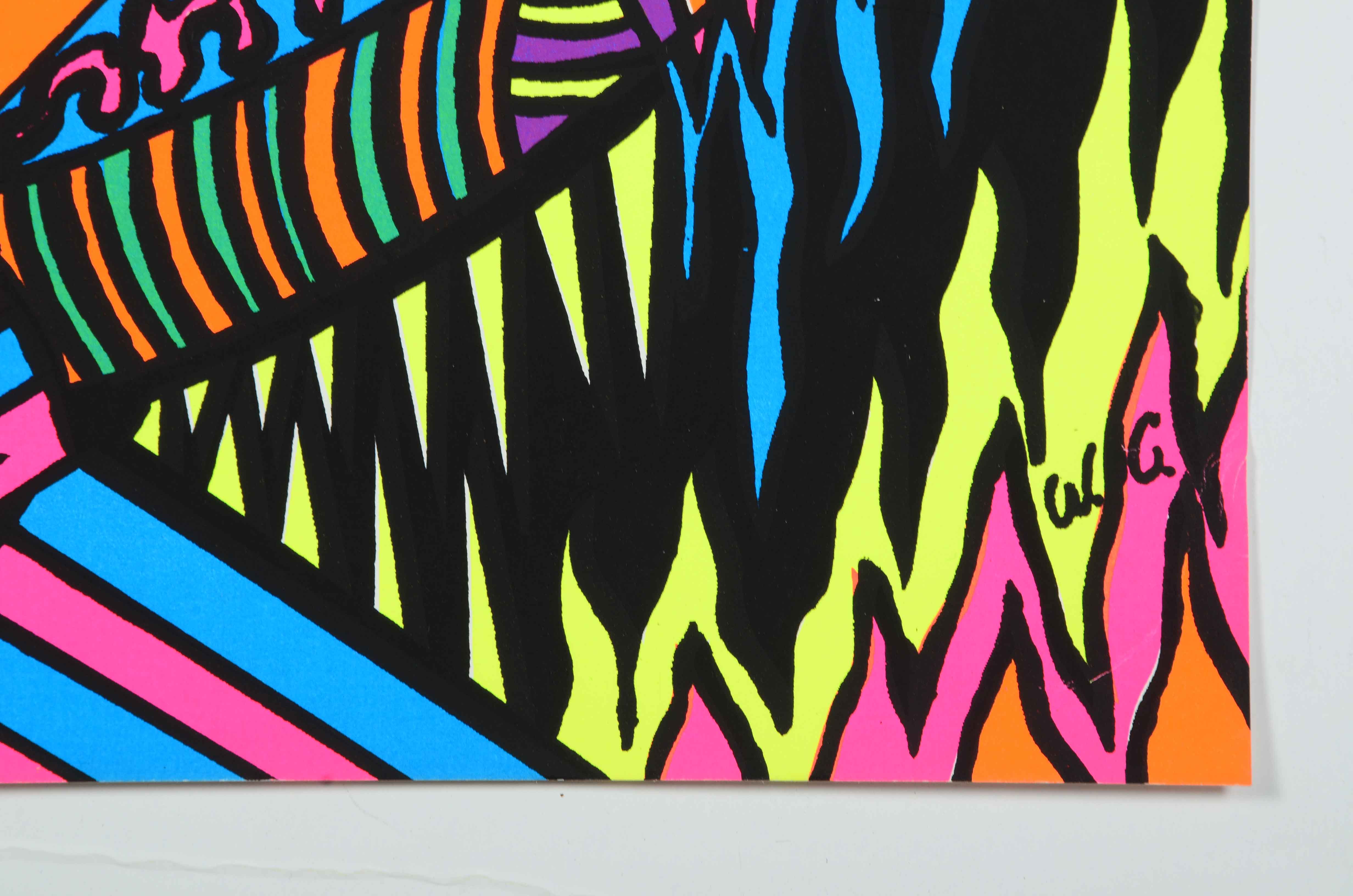 Four Vintage Psychedelic Blacklight Serigraph Posters