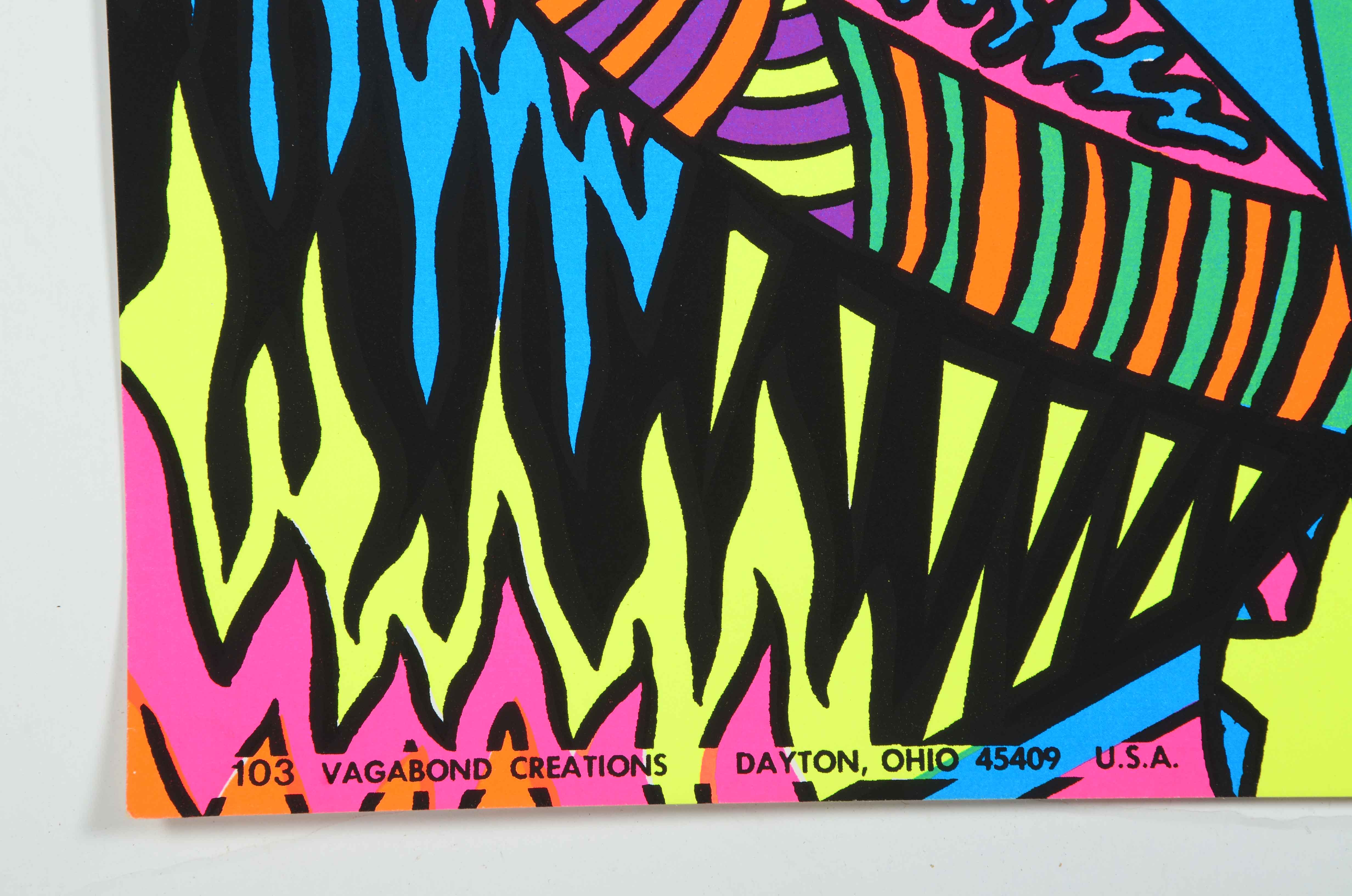 Four Vintage Psychedelic Blacklight Serigraph Posters