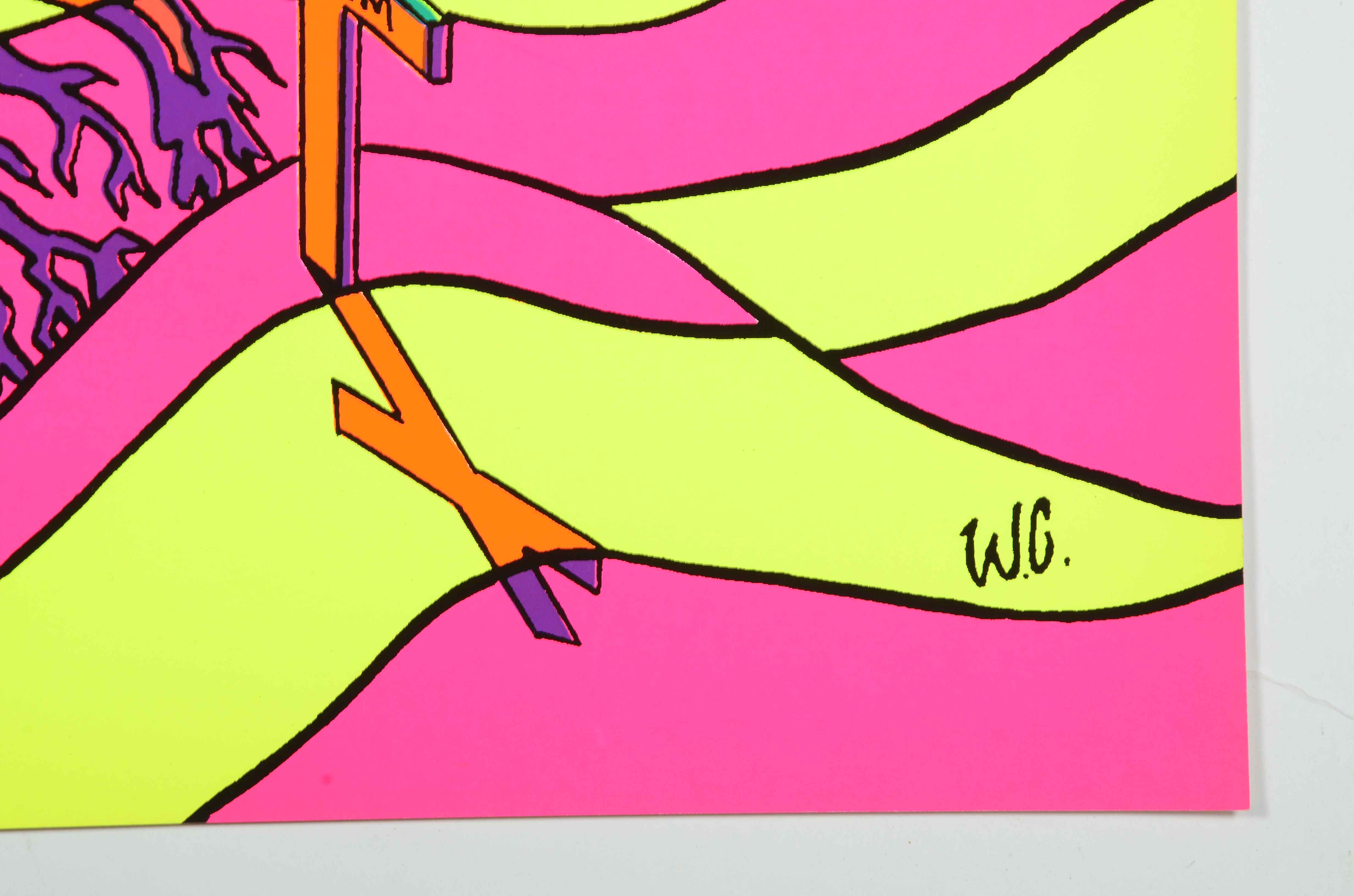 Four Vintage Psychedelic Blacklight Serigraph Posters