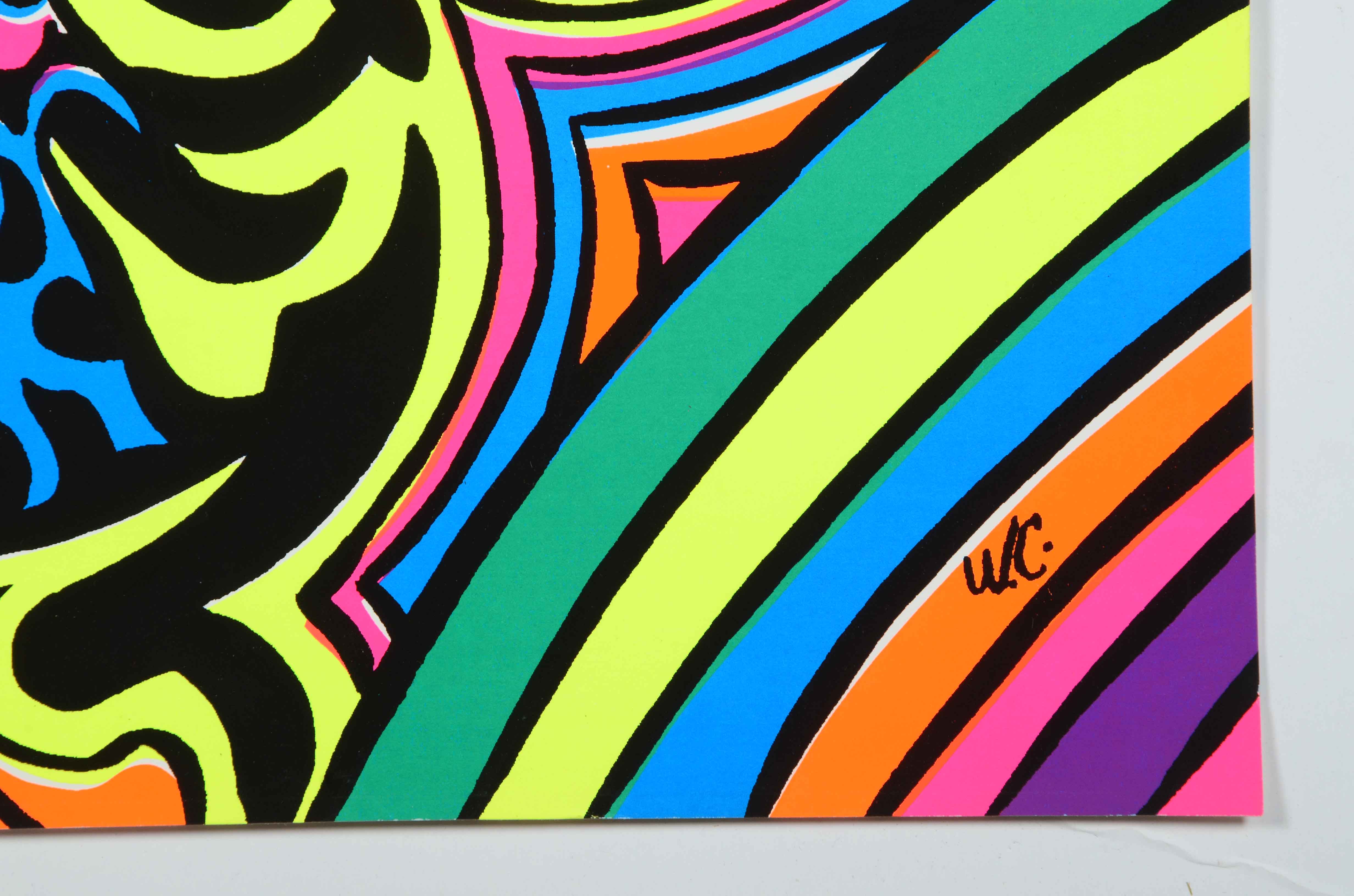 Four Vintage Psychedelic Blacklight Serigraph Posters