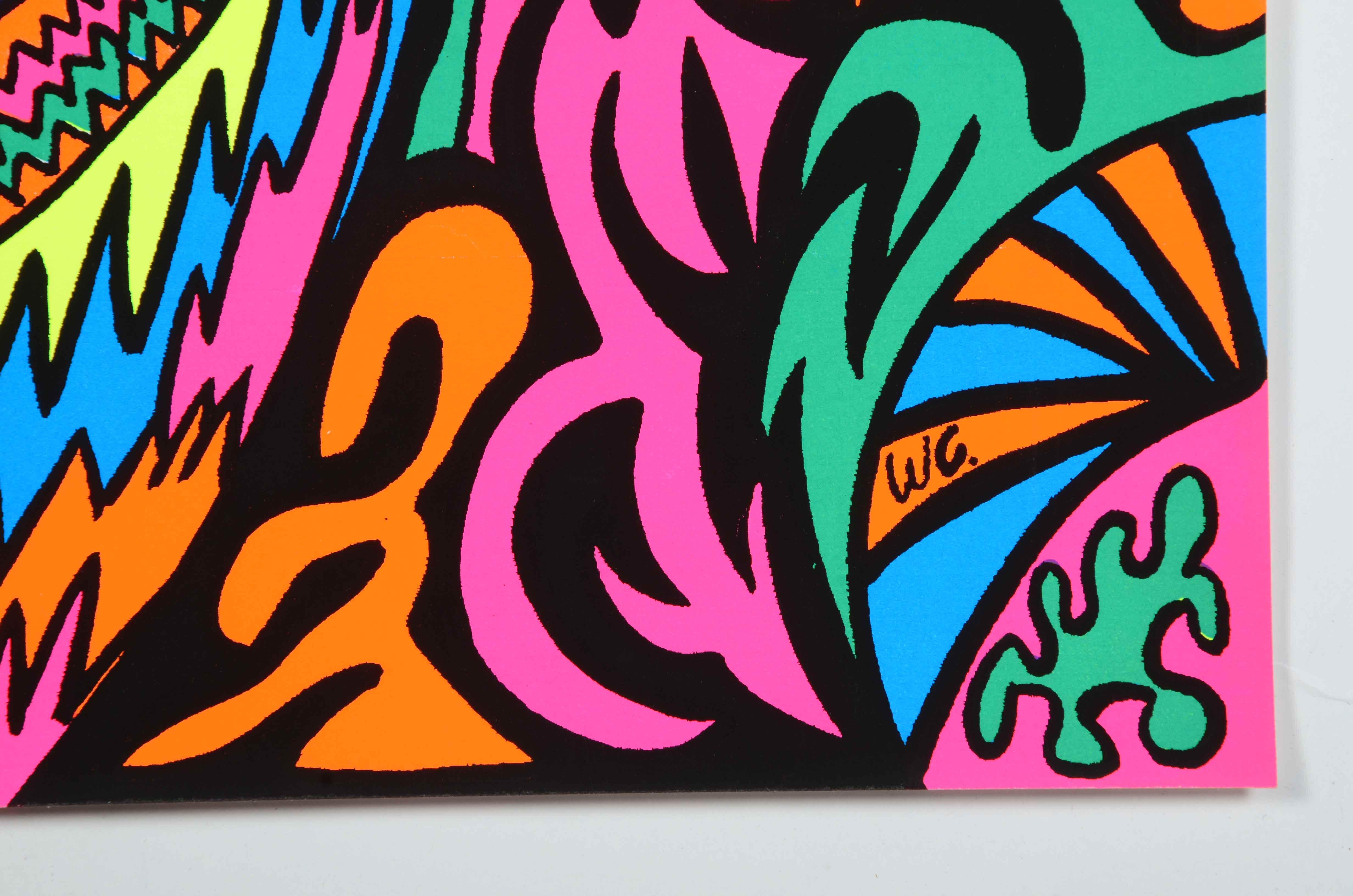 Four Vintage Psychedelic Blacklight Serigraph Posters