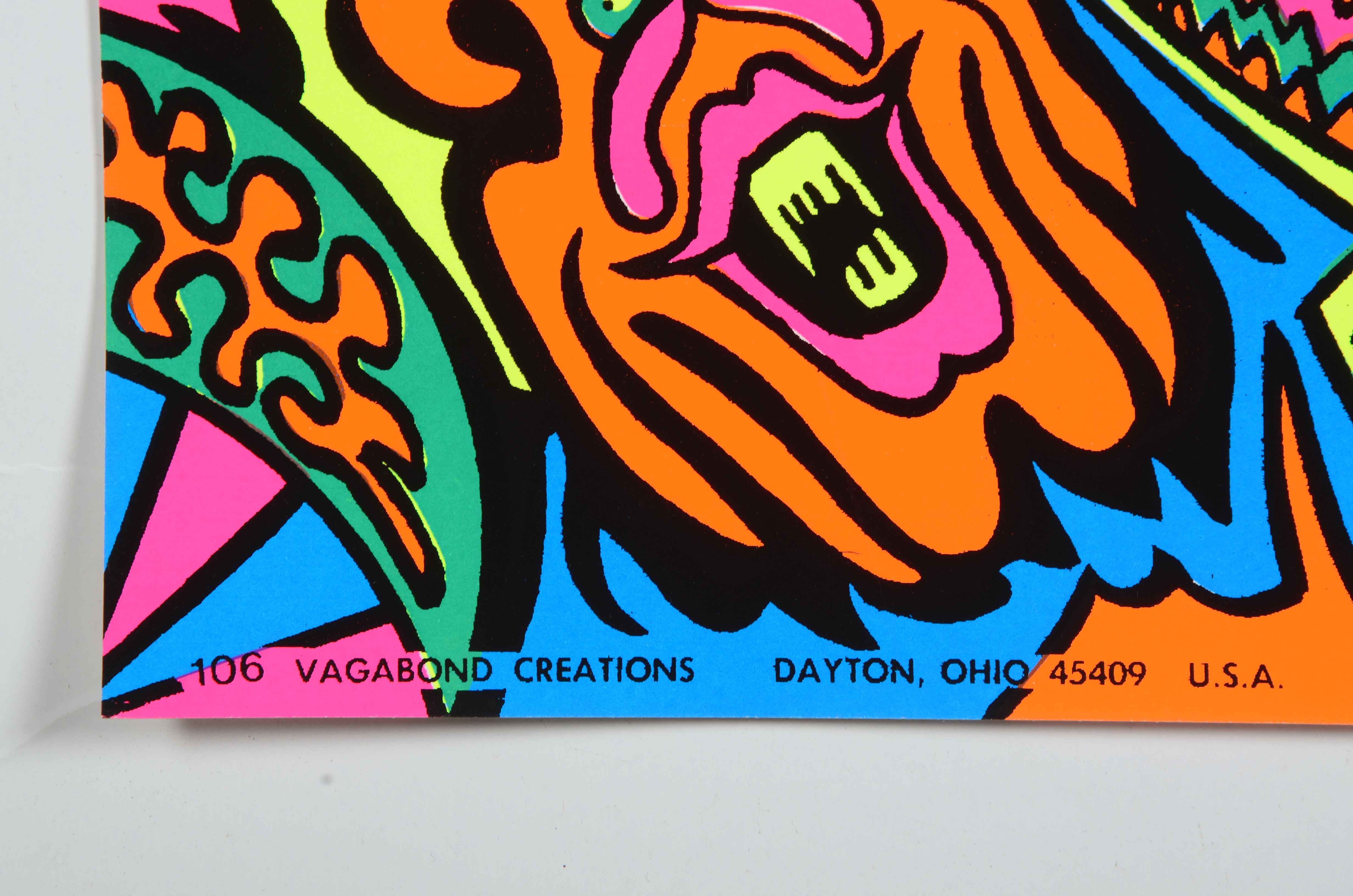 Four Vintage Psychedelic Blacklight Serigraph Posters