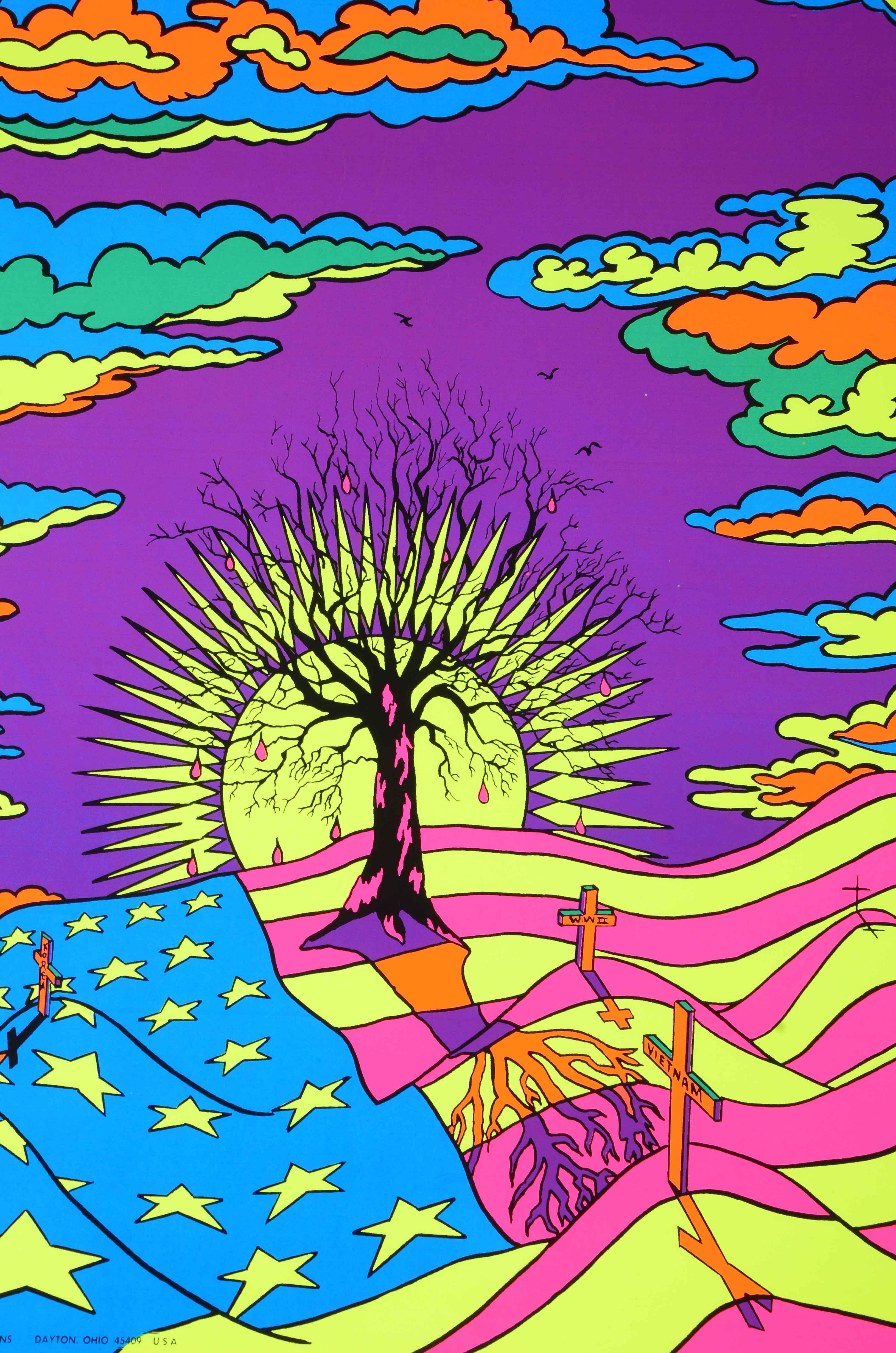 Collection of Vintage Psychedelic Blacklight Serigraph Posters