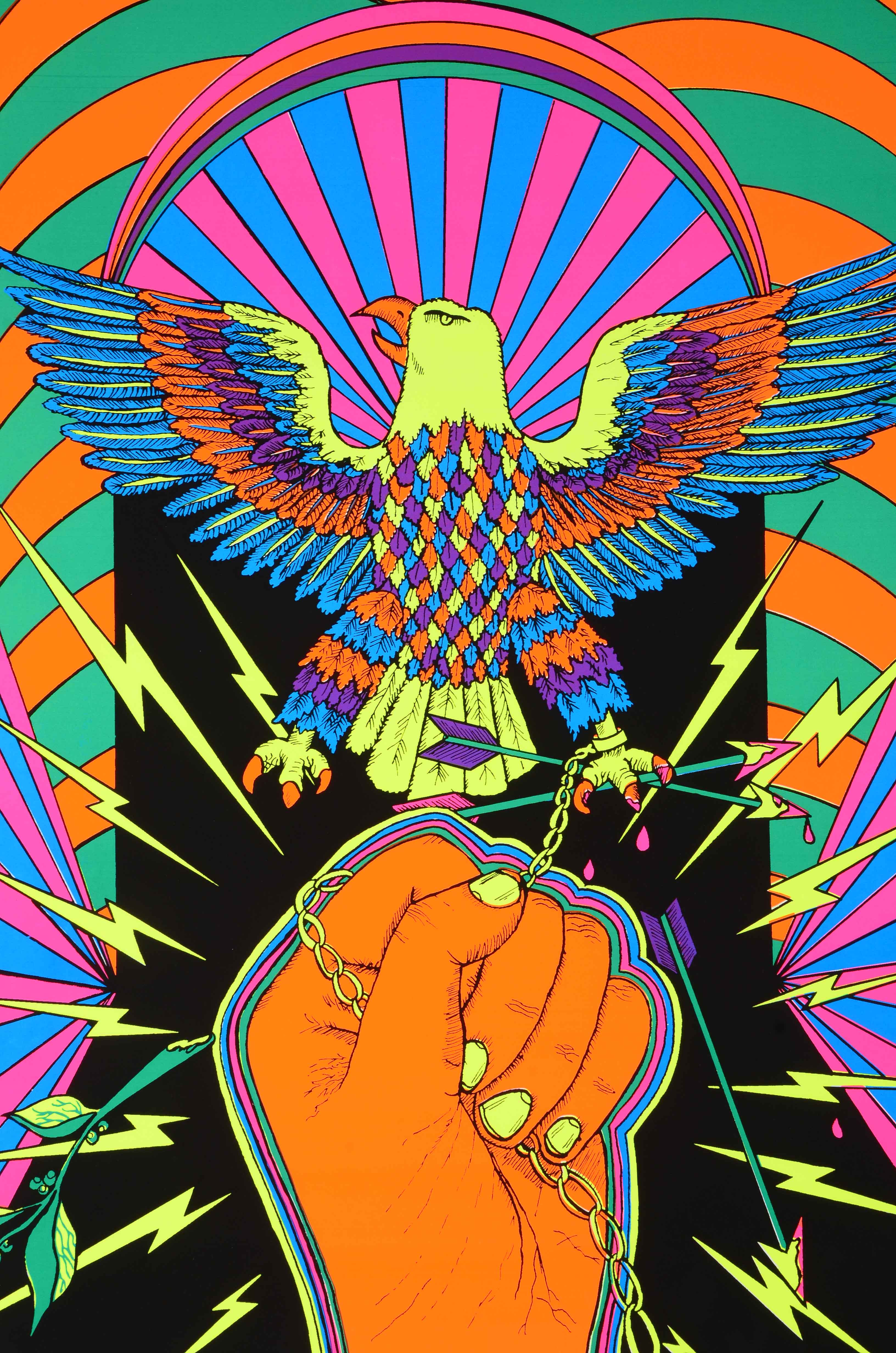 Collection of Vintage Psychedelic Blacklight Serigraph Posters