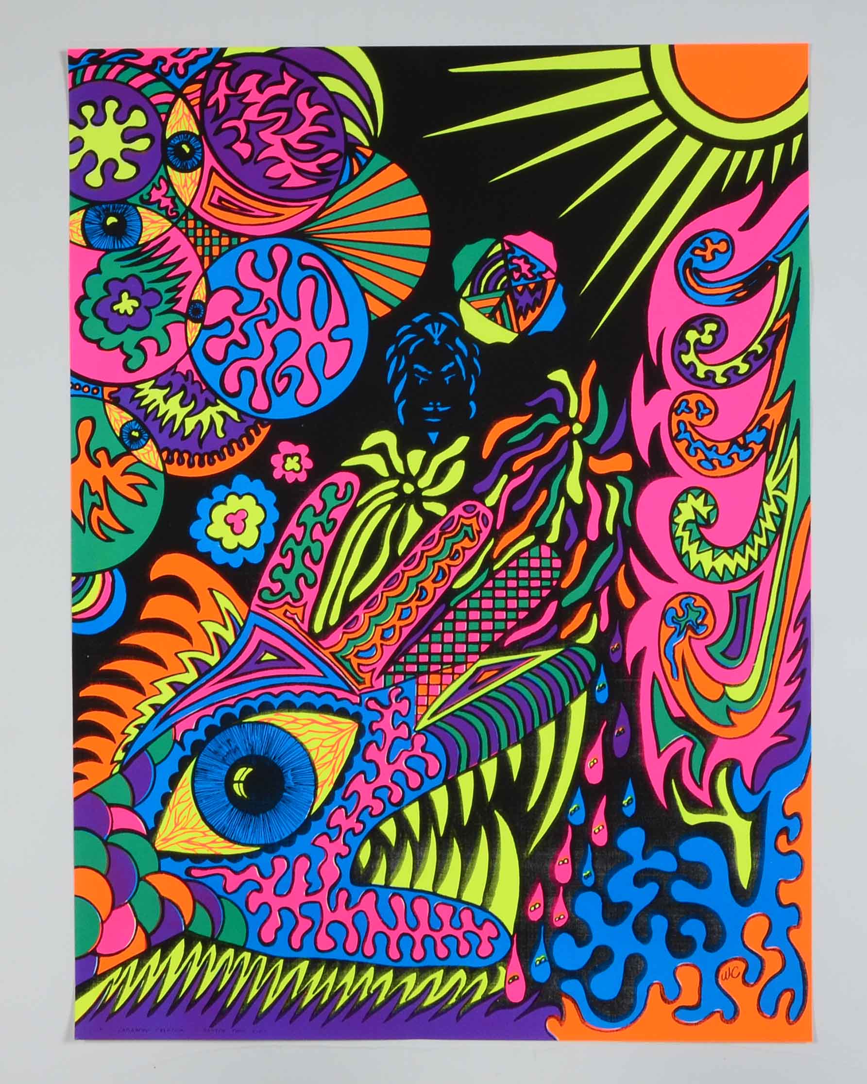 Collection of Vintage Psychedelic Blacklight Serigraph Posters