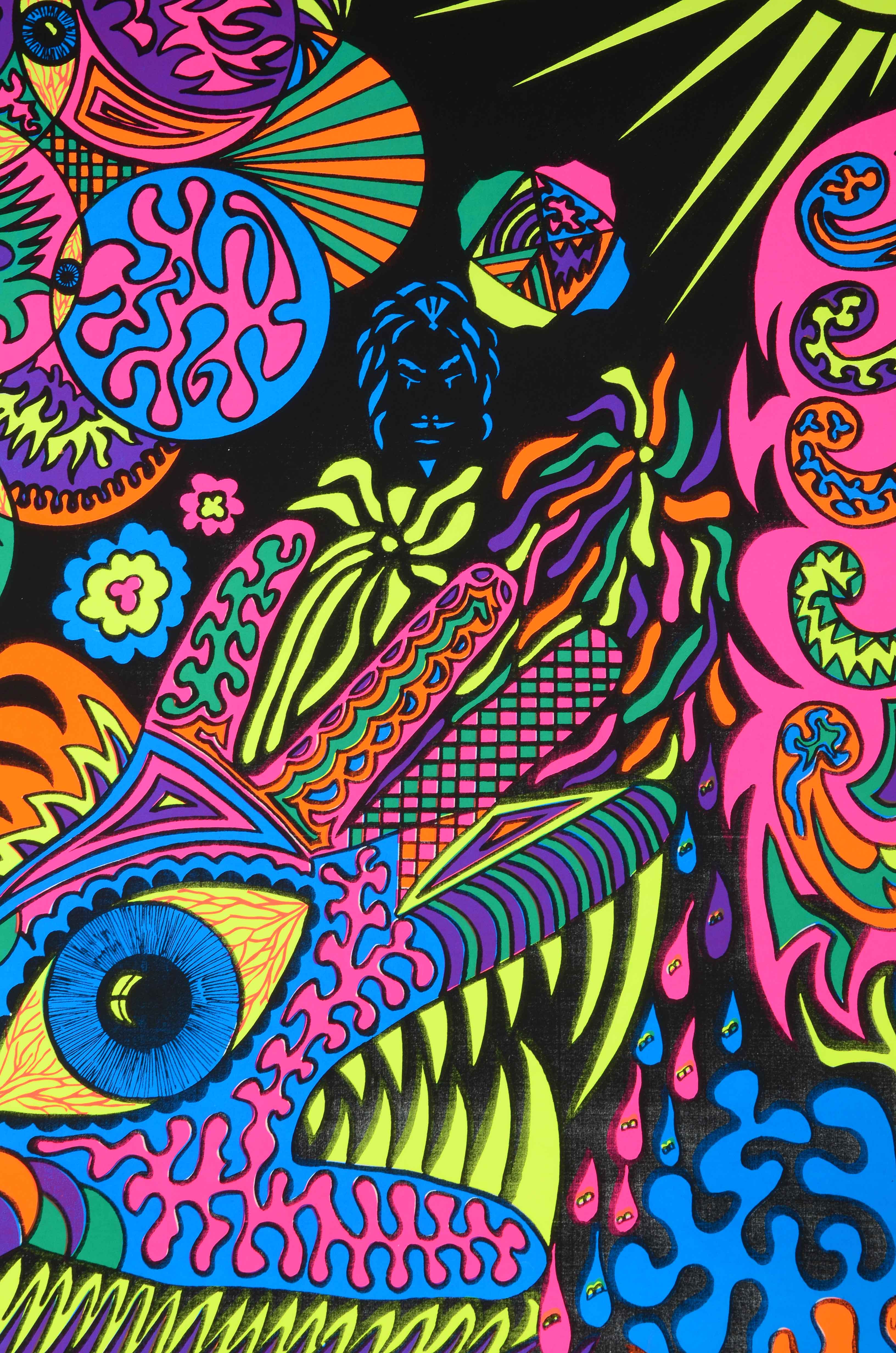 Collection of Vintage Psychedelic Blacklight Serigraph Posters
