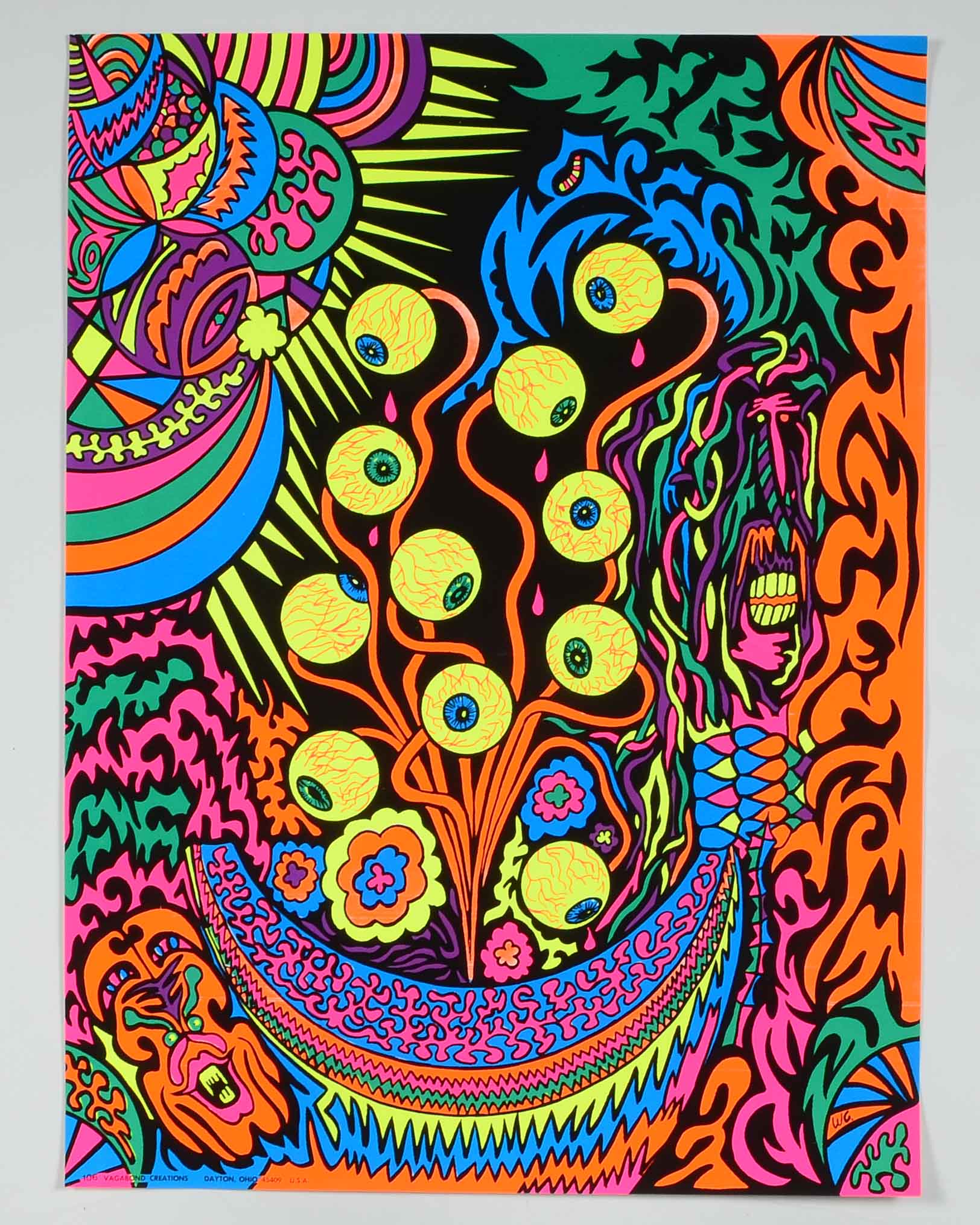 Collection of Vintage Psychedelic Blacklight Serigraph Posters