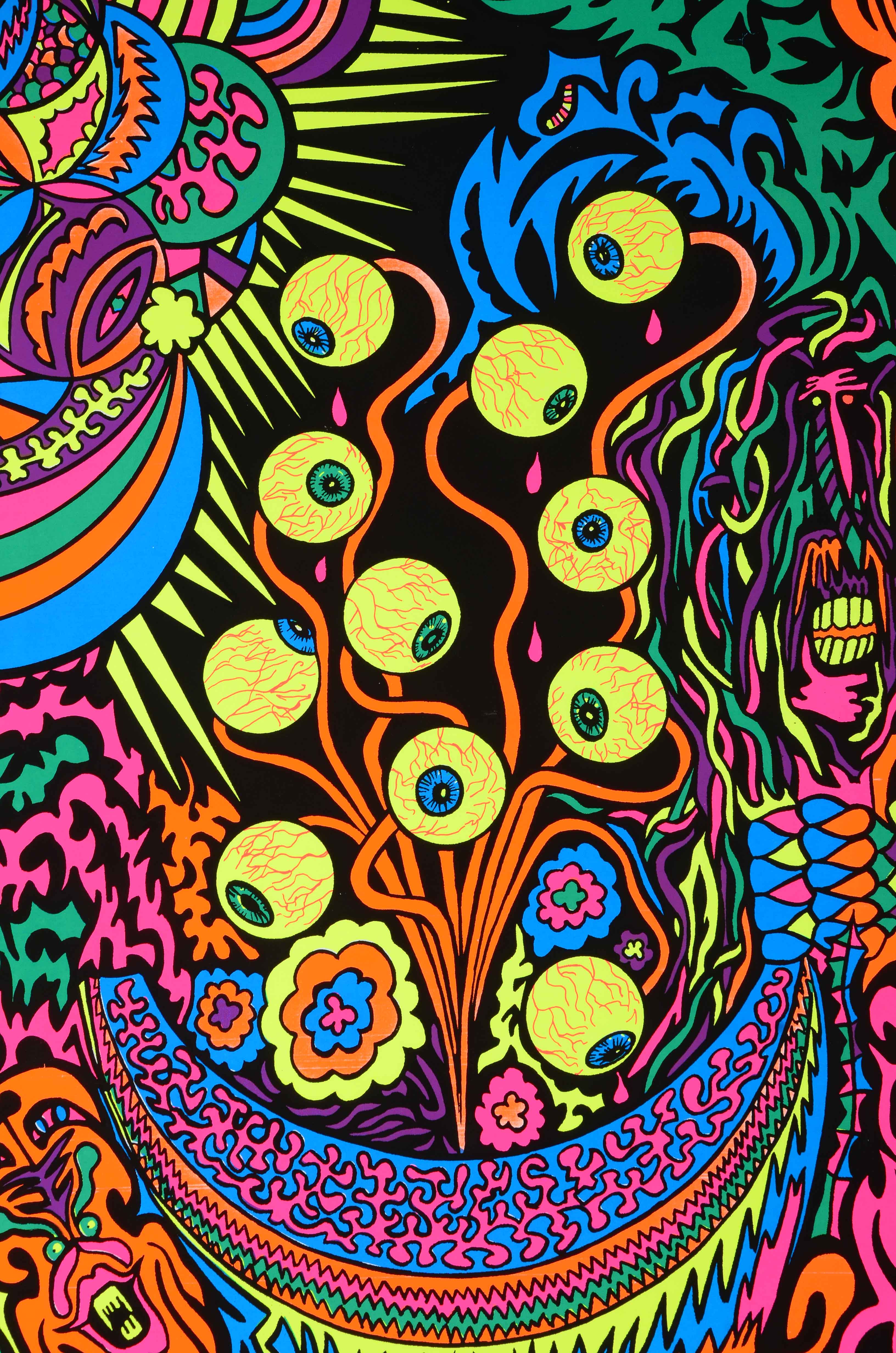 Collection of Vintage Psychedelic Blacklight Serigraph Posters