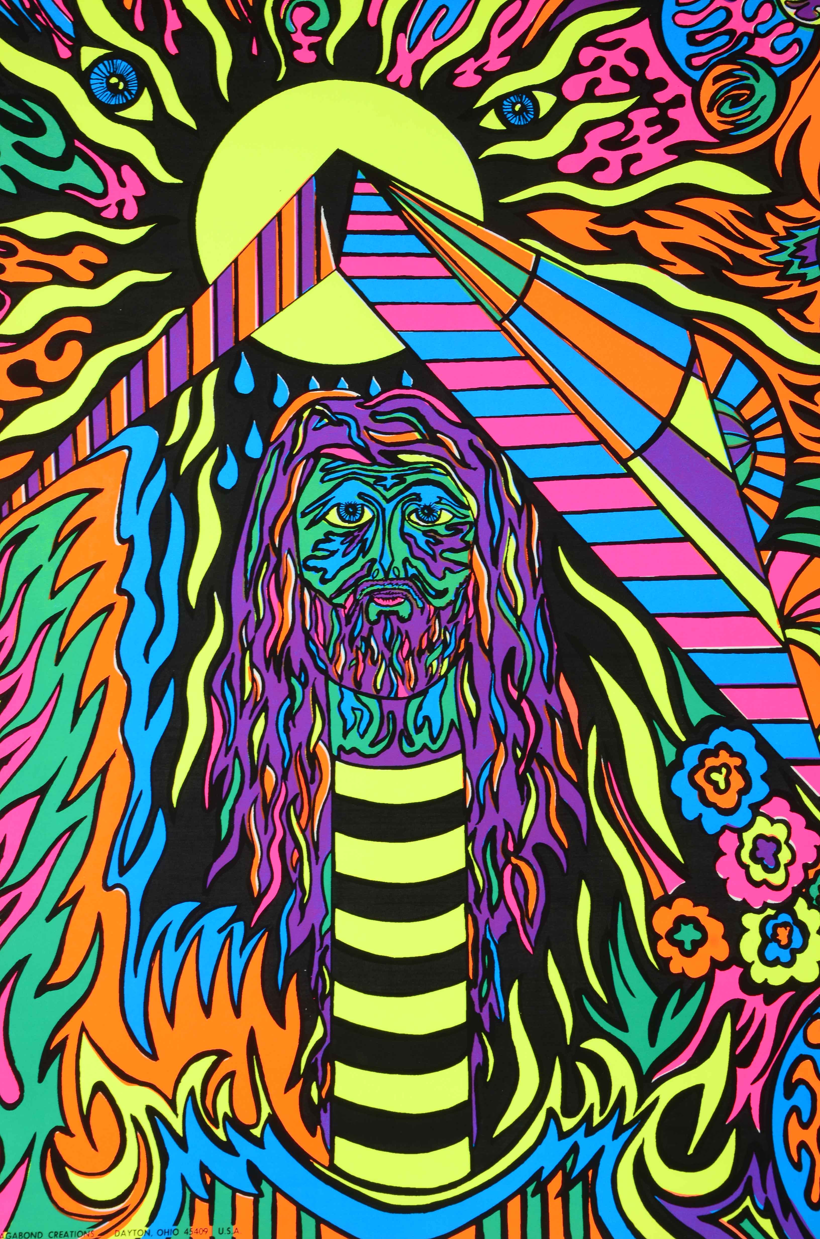 Collection of Vintage Psychedelic Blacklight Serigraph Posters