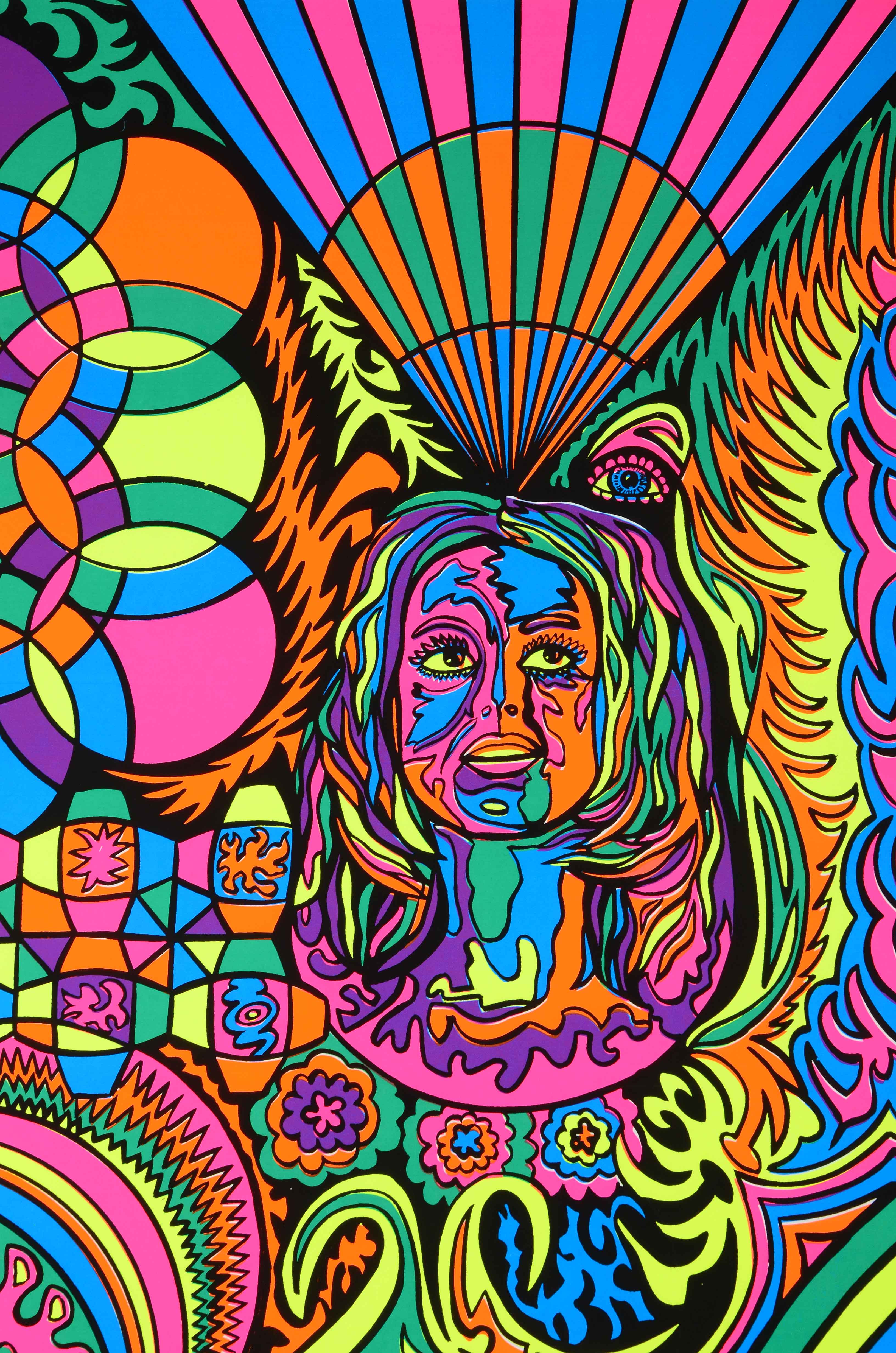 Collection of Vintage Psychedelic Blacklight Serigraph Posters