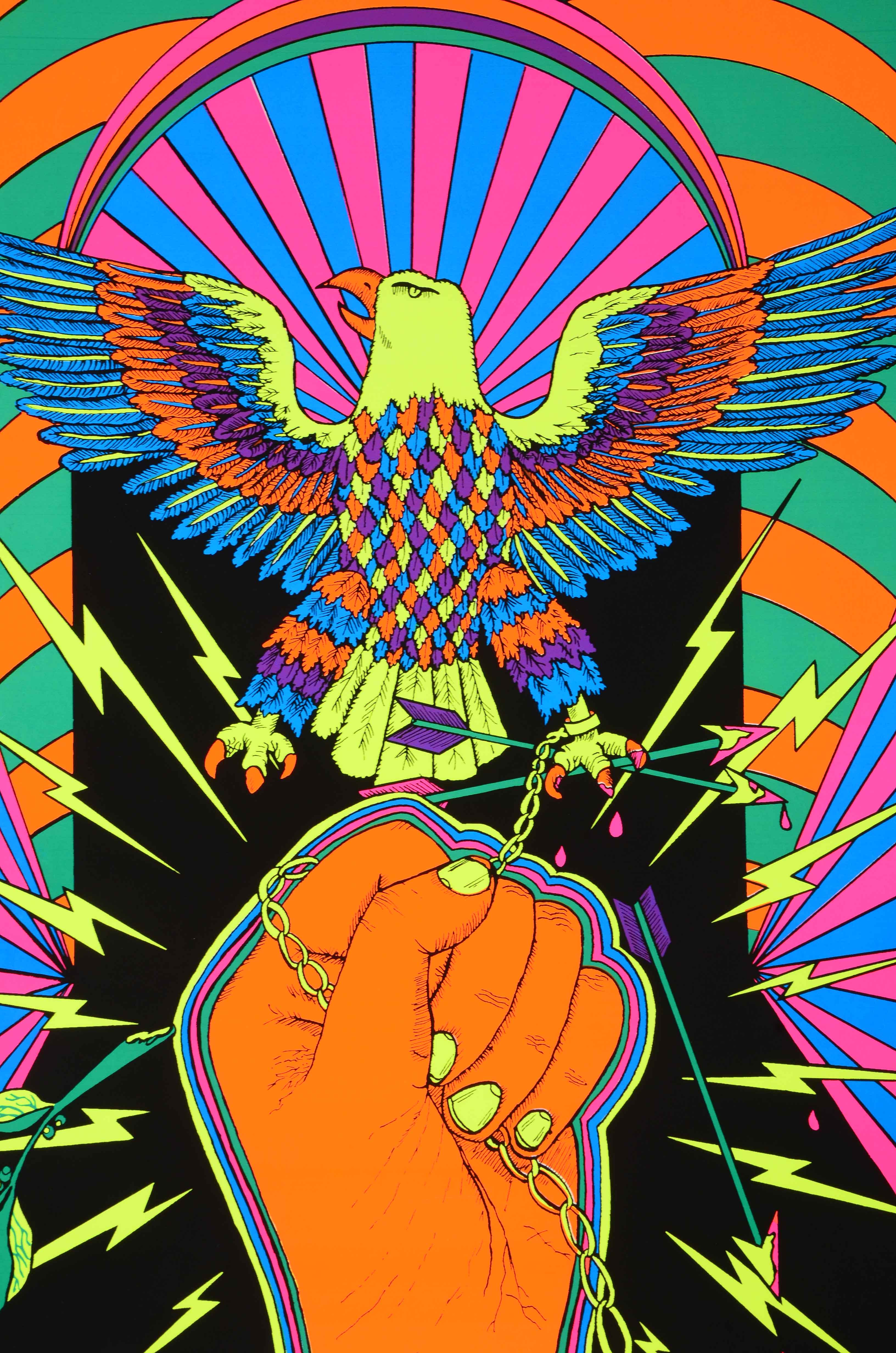 Collection of Vintage Psychedelic Blacklight Serigraph Posters