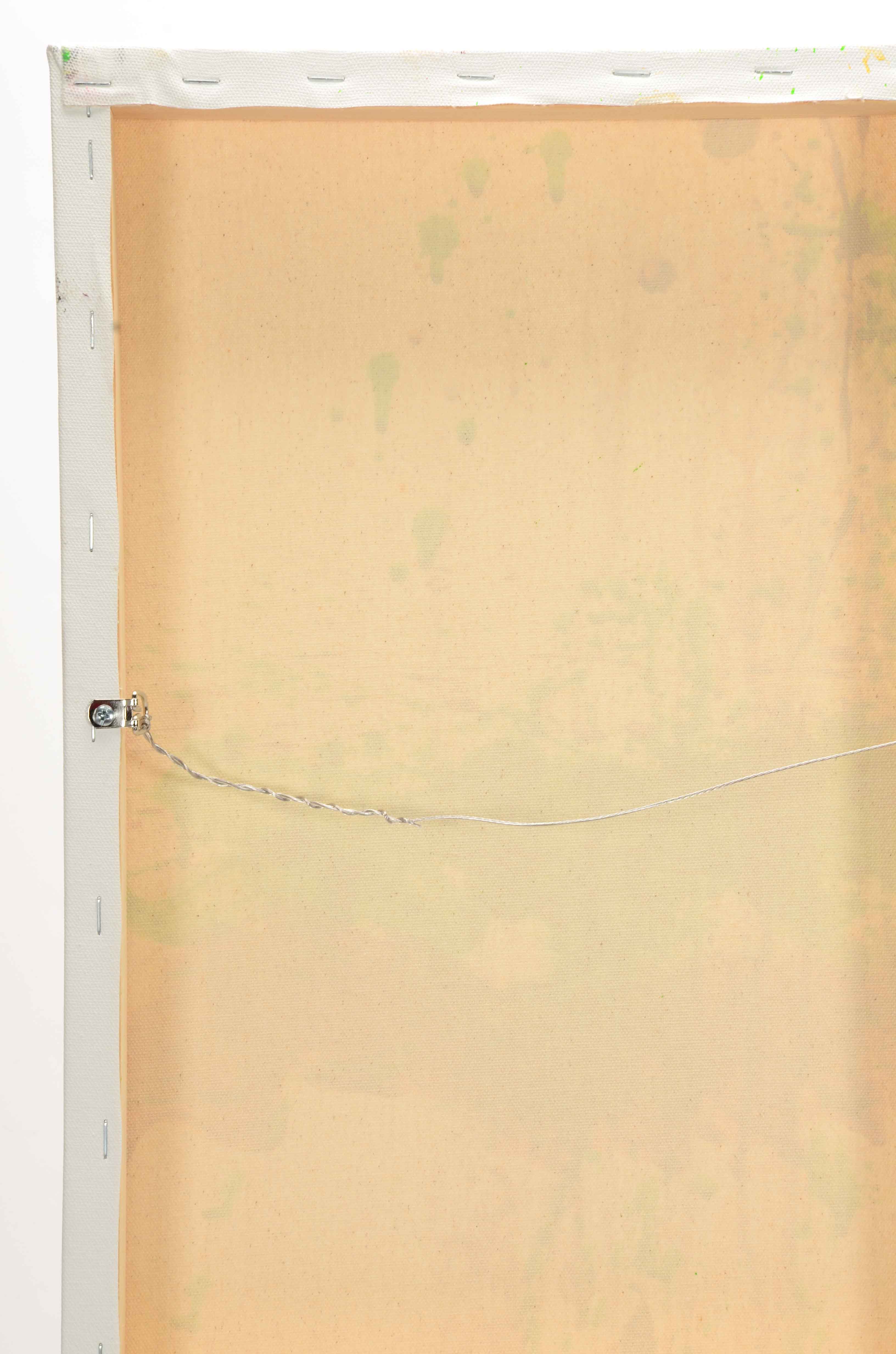 J. Popolin Acrylic Painting on Canvas "Ochre, Green Drips"