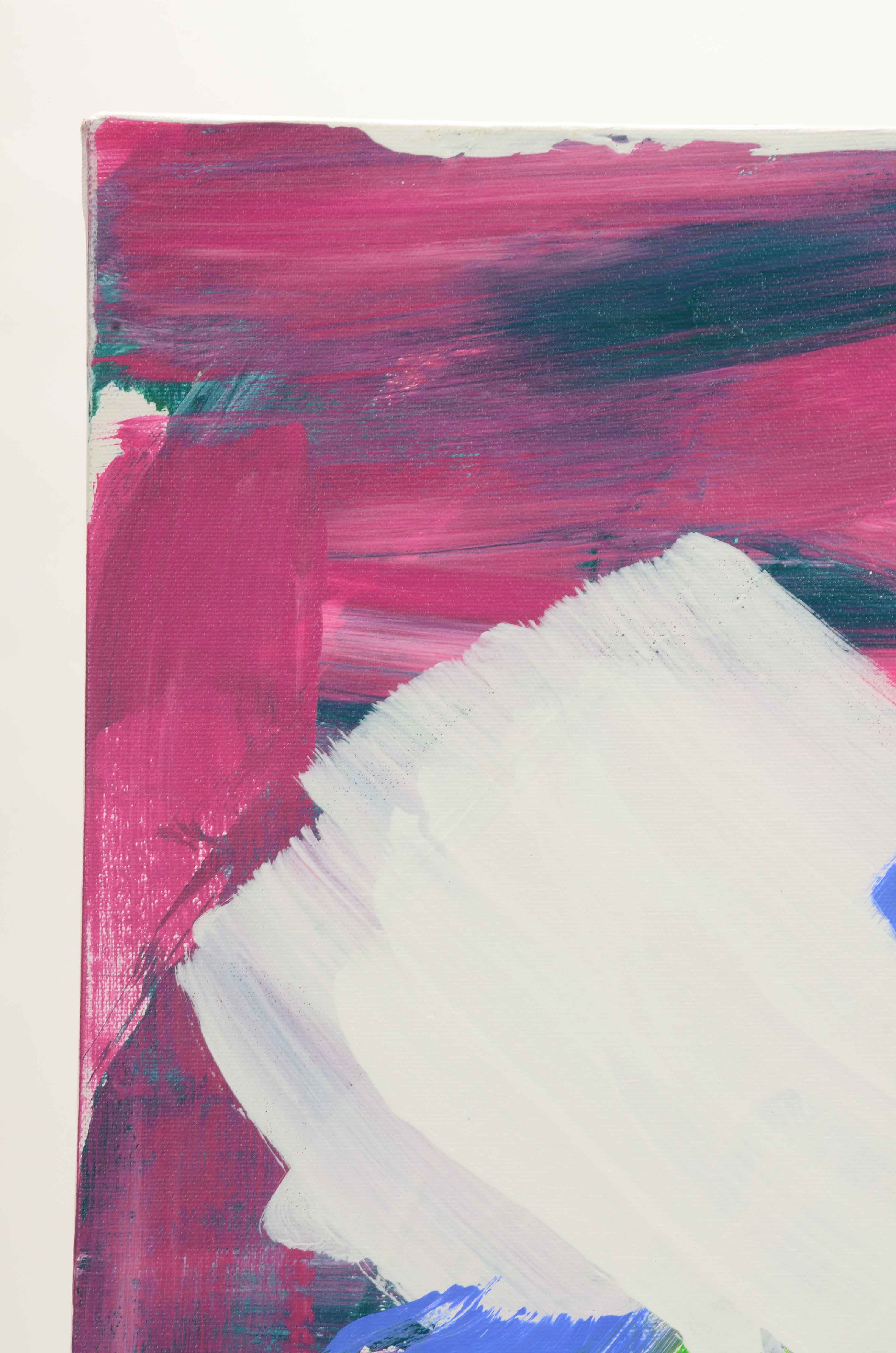 J. Popolin Acrylic Painting on Canvas "Magenta Cobalt Chartreuse"