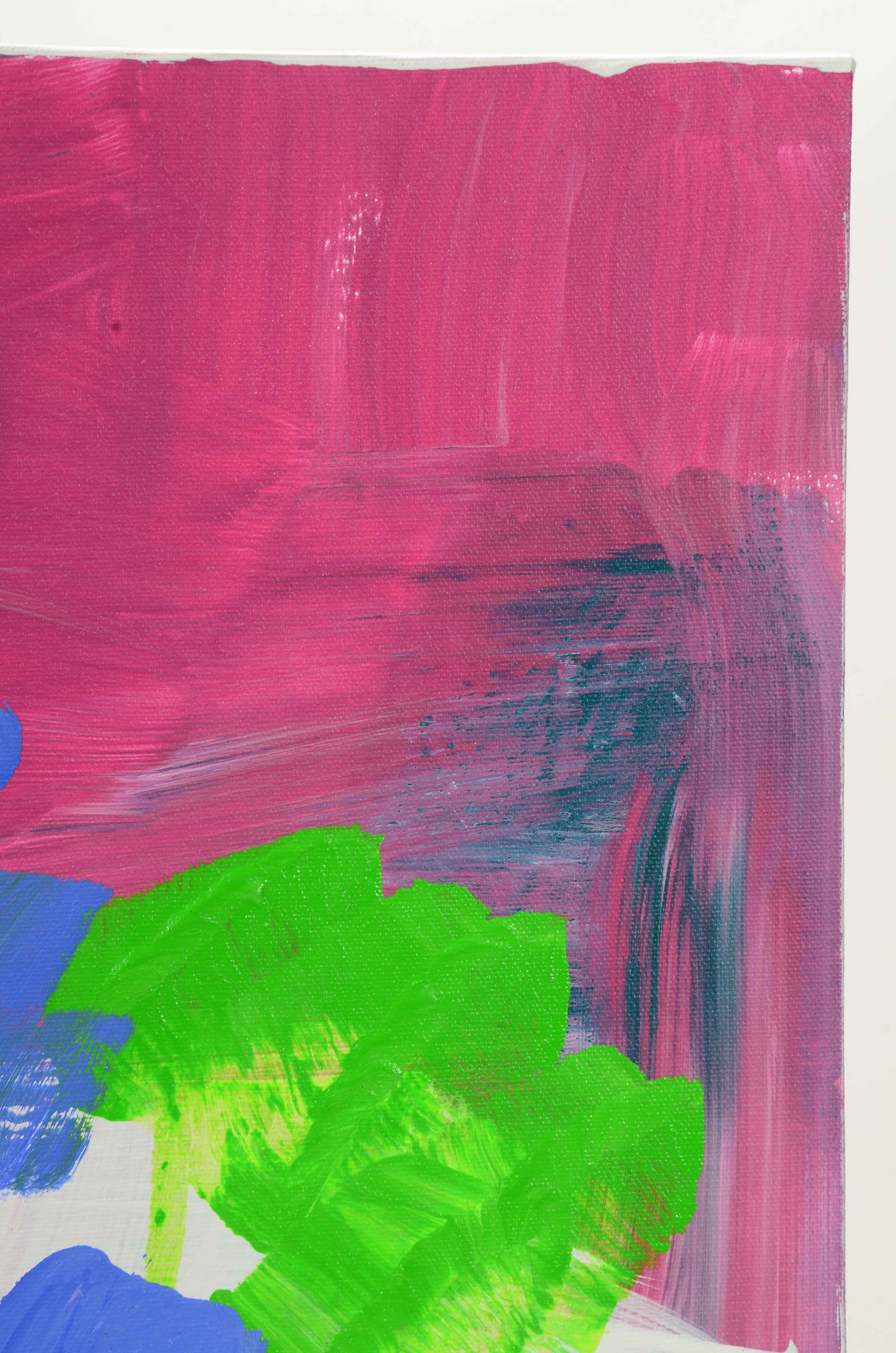 J. Popolin Acrylic Painting on Canvas "Magenta Cobalt Chartreuse"