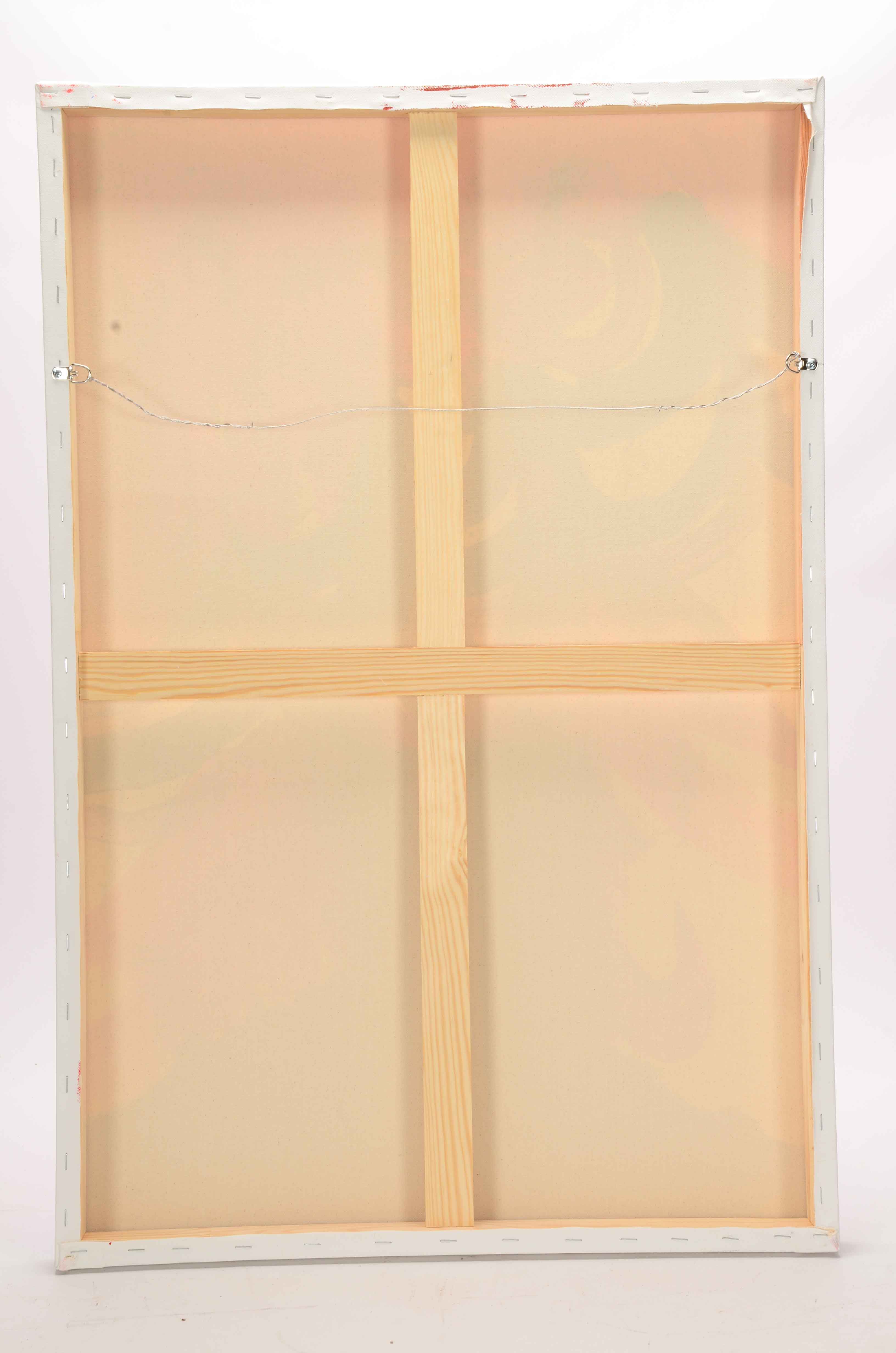 J. Popolin Acrylic Painting on Canvas "Orange, Blue, White Drips FC"