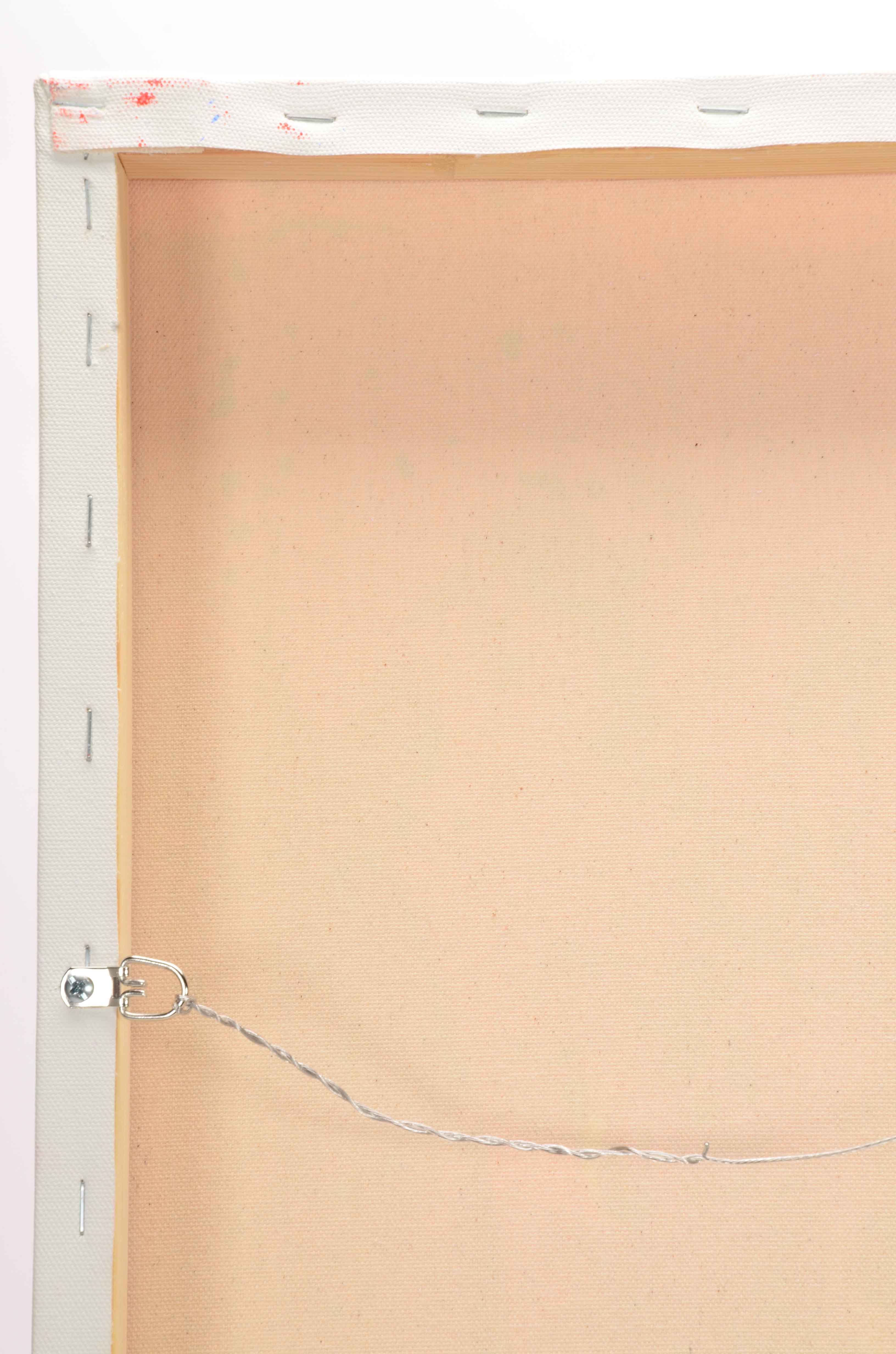 J. Popolin Acrylic Painting on Canvas "Orange, Blue, White Drips FC"