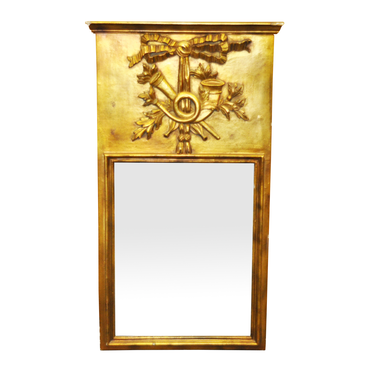 Reproduction French Louis XVI Style Hunting Horn Wall Mirror