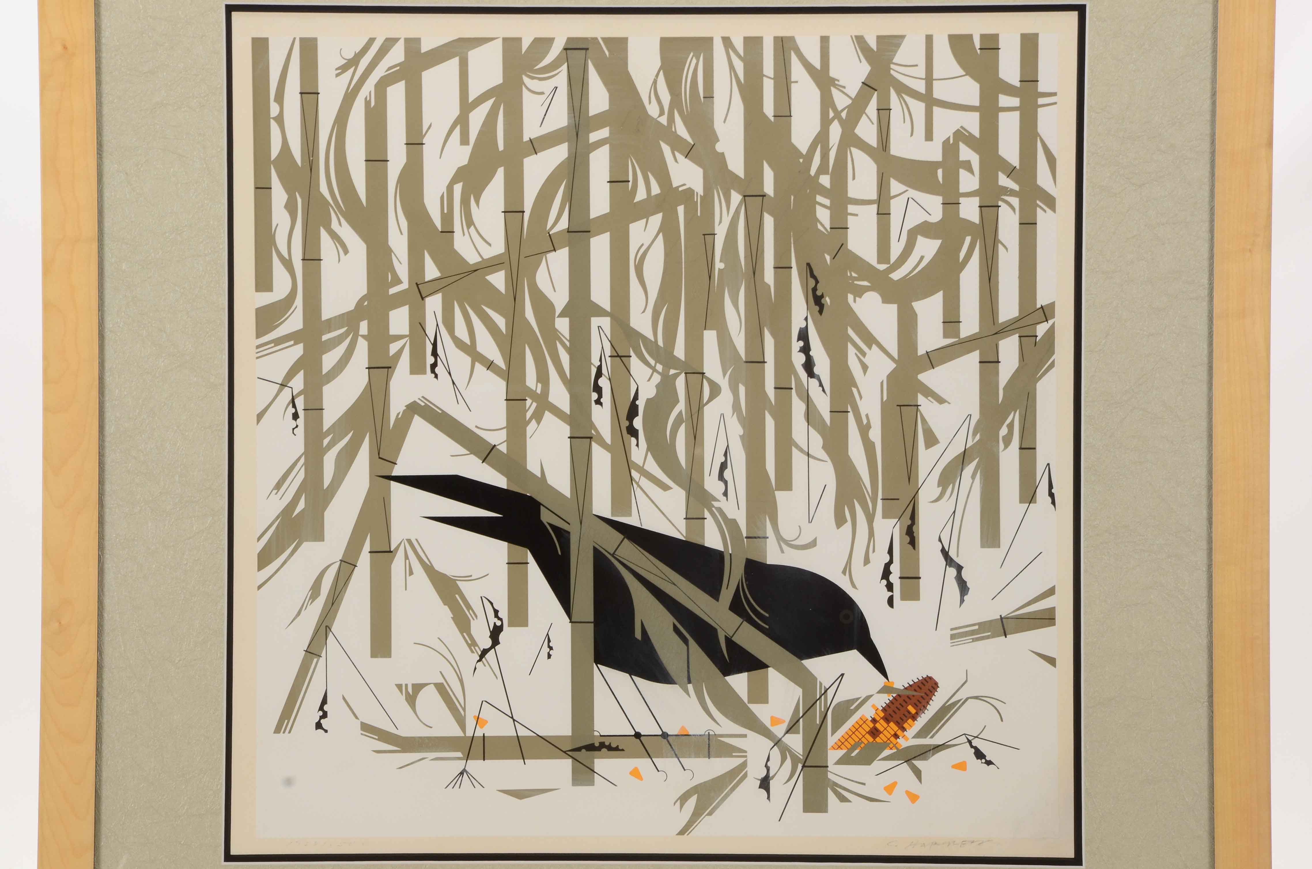 Charley Harper Signed Limited Edition Serigraph "Crow in the Snow"