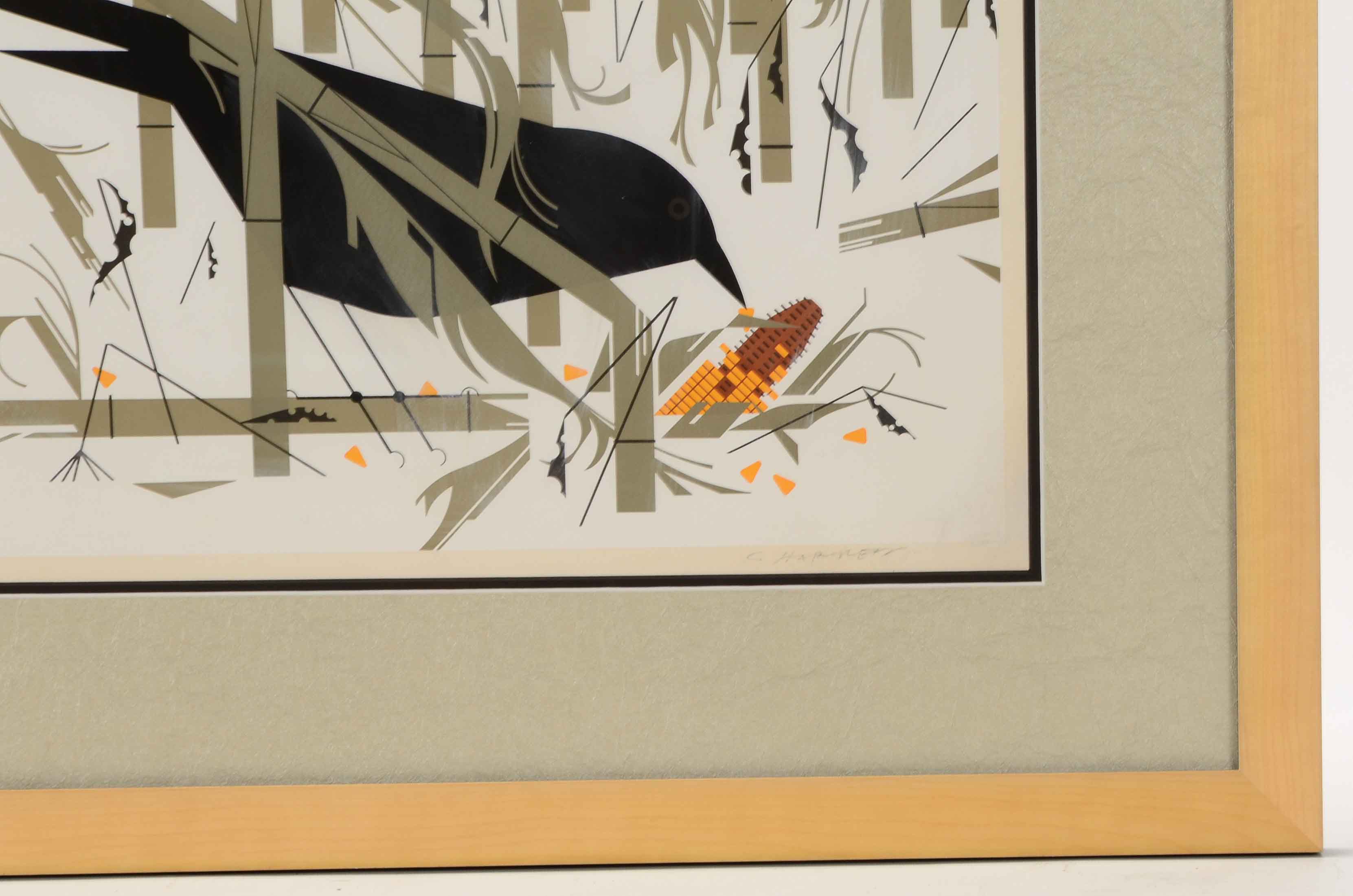 Charley Harper Signed Limited Edition Serigraph "Crow in the Snow"