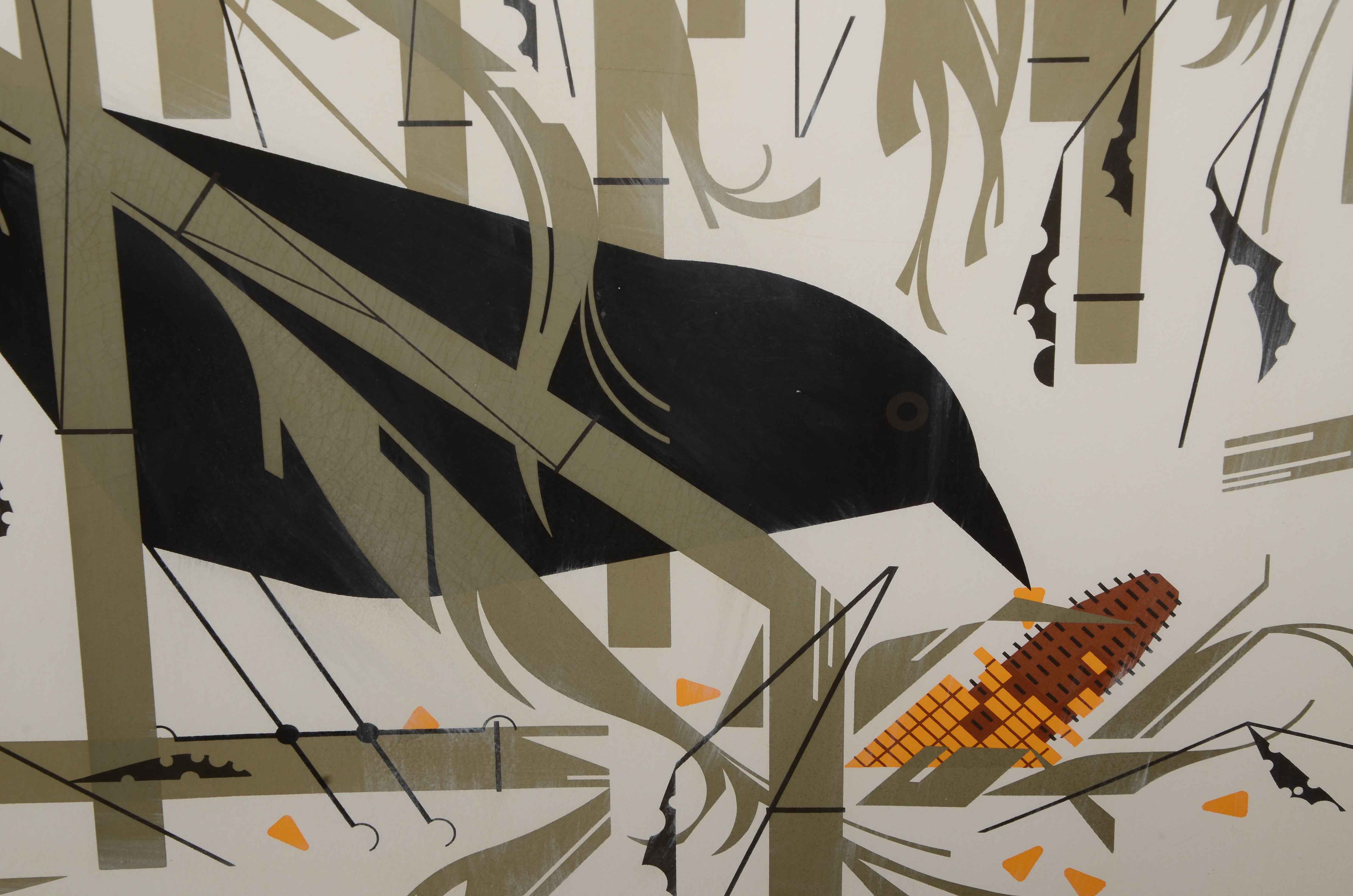 Charley Harper Signed Limited Edition Serigraph "Crow in the Snow"