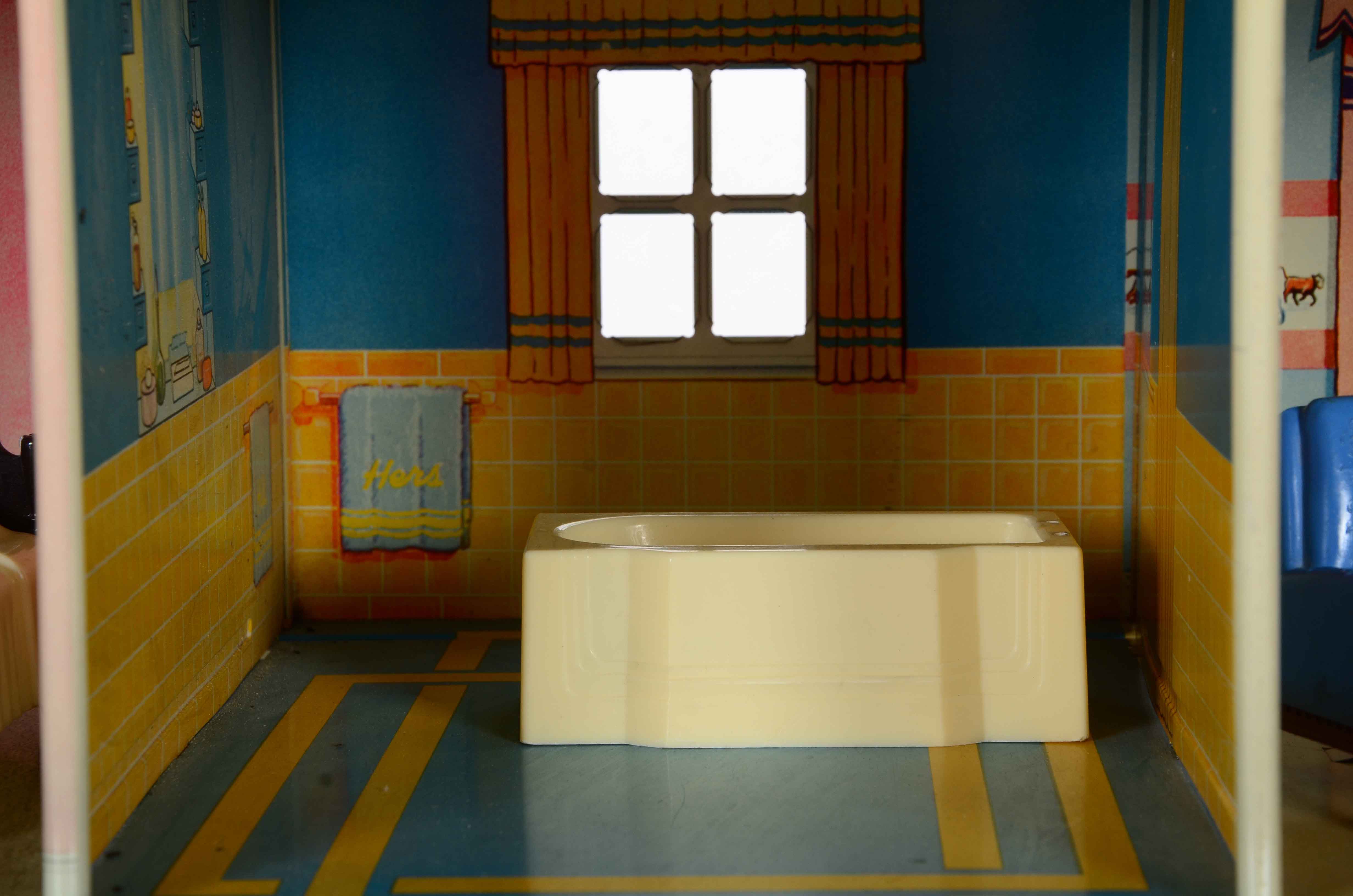 Marx Tin Litho Dollhouse with Furnishings