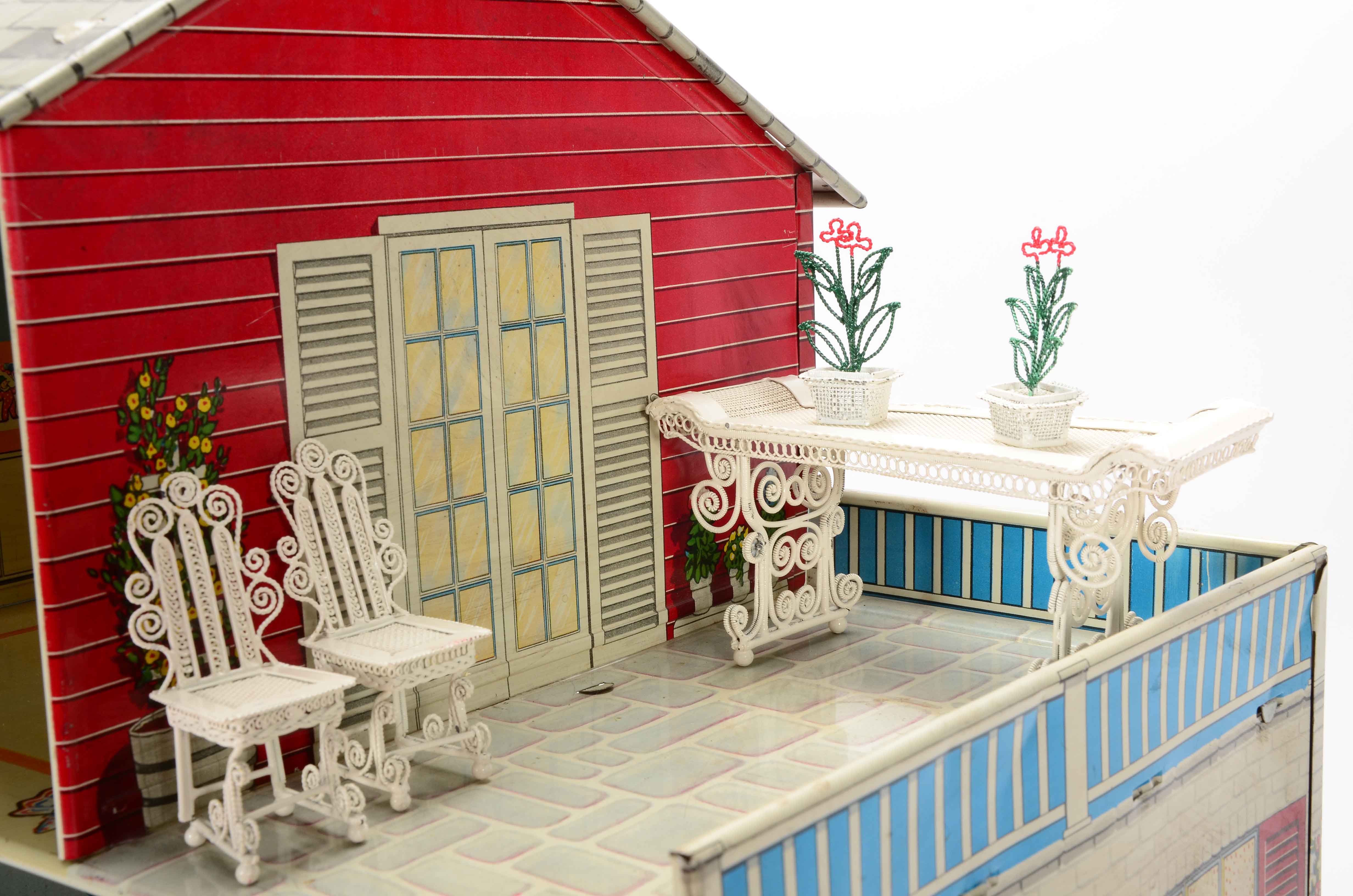 Marx Tin Litho Dollhouse with Furnishings