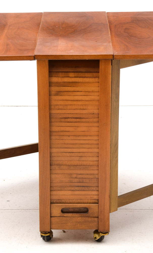 Mid Century Modern Romanian Folding Drop Leaf Table and Chairs