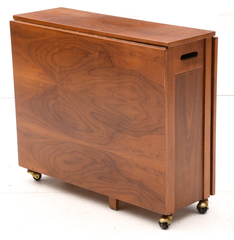 Mid Century Modern Romanian Folding Drop Leaf Table and Chairs