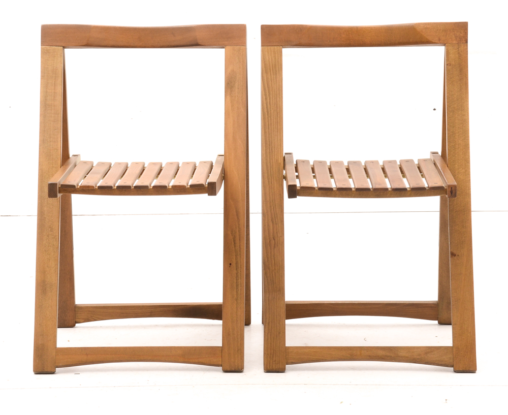 Mid Century Modern Romanian Folding Drop Leaf Table and Chairs