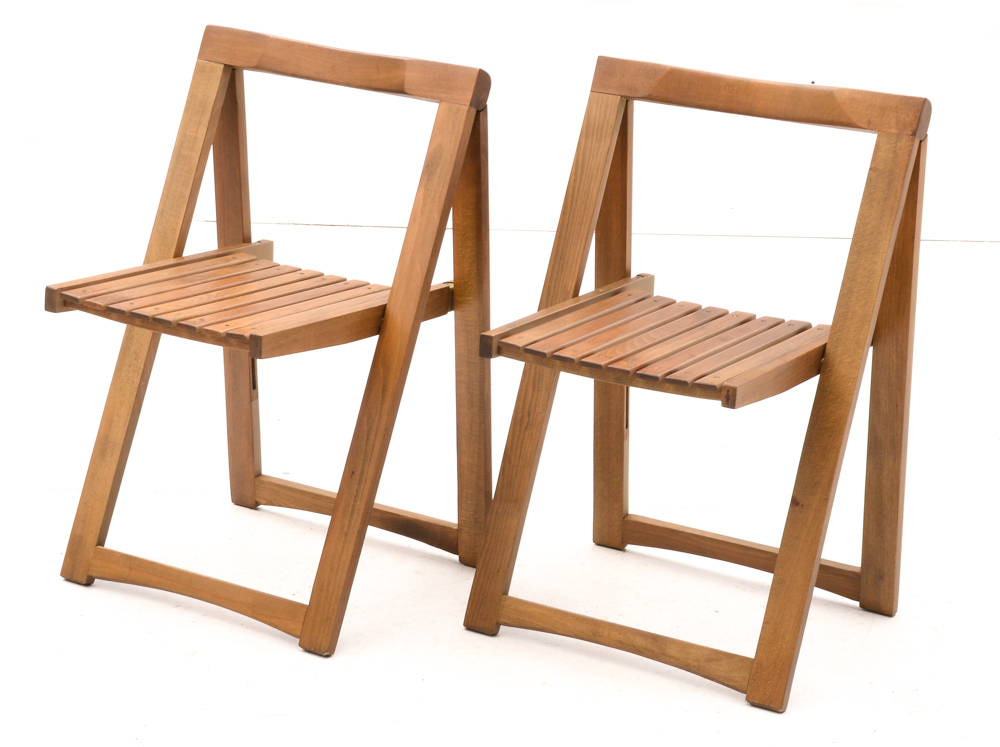 Mid Century Modern Romanian Folding Drop Leaf Table and Chairs